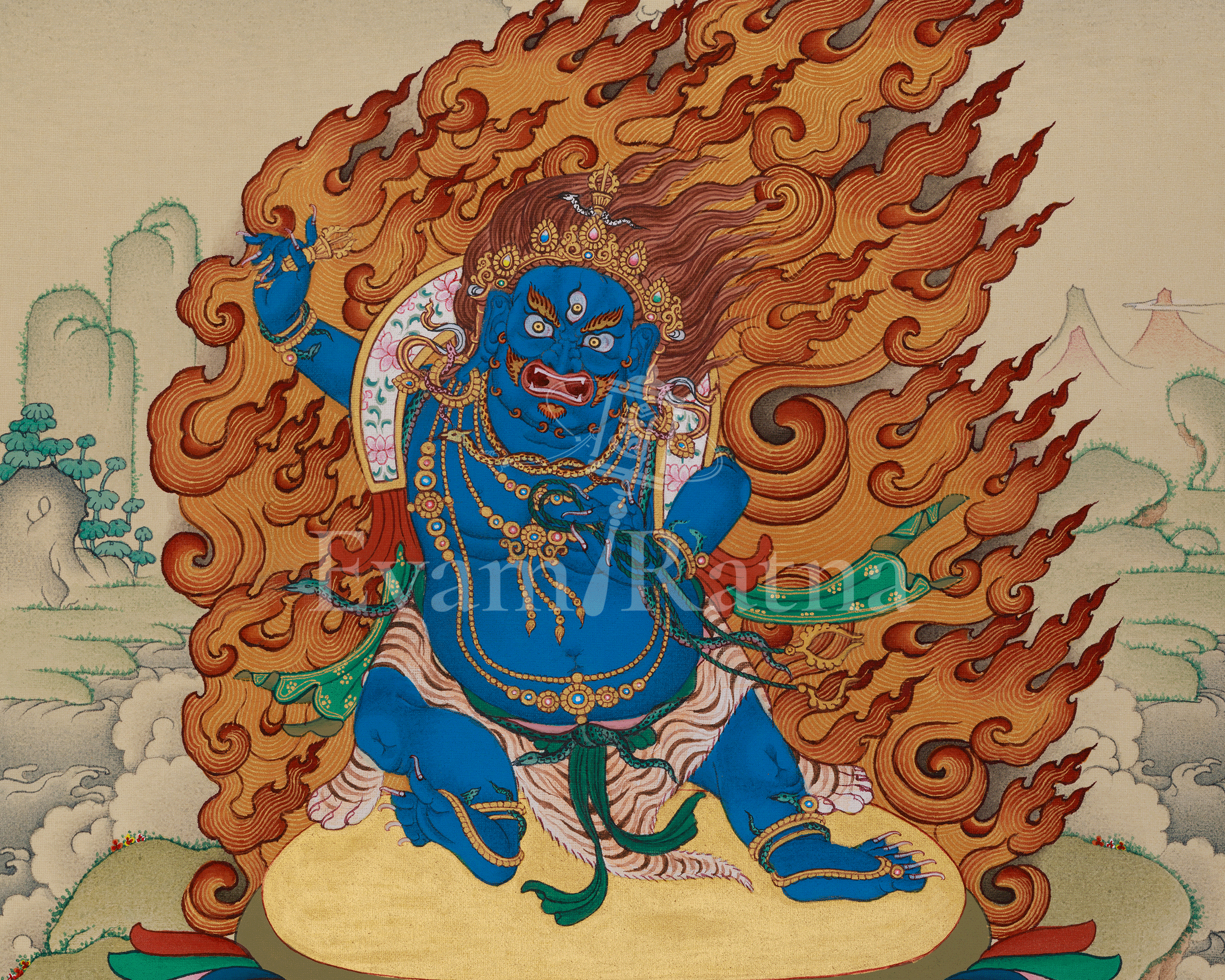 Holder of the Thunderbolt Vajrapani Thangka | The Ultimate Power of All Buddhas