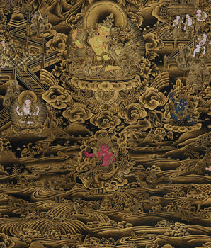 Traditional Vajrayana Buddhist Manjushri | Bodhisattva of Wisdom with 24K Gold