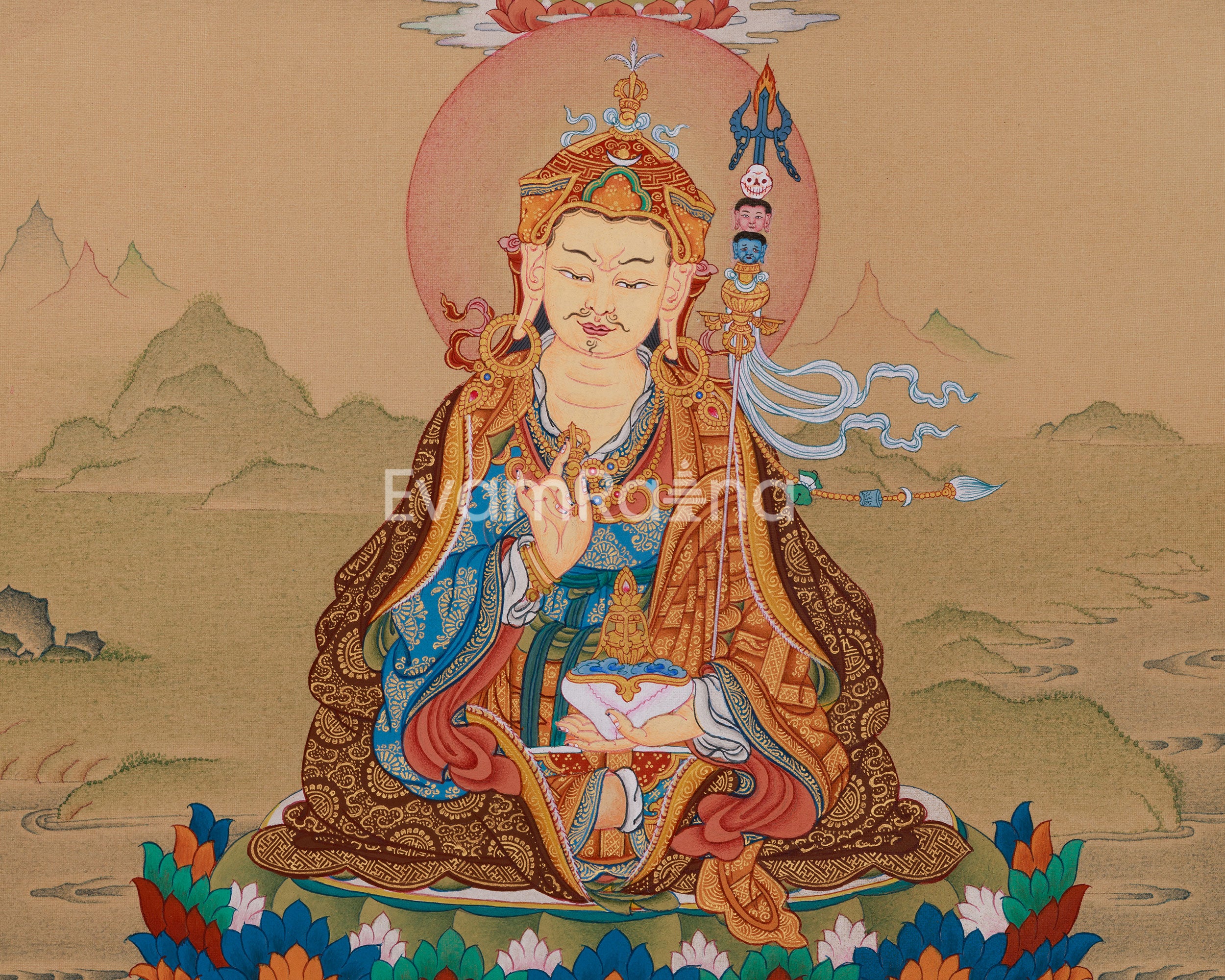 Peaceful Guru Rinpoche With Amitabha Buddha | Second Buddha and Buddha of Longevity