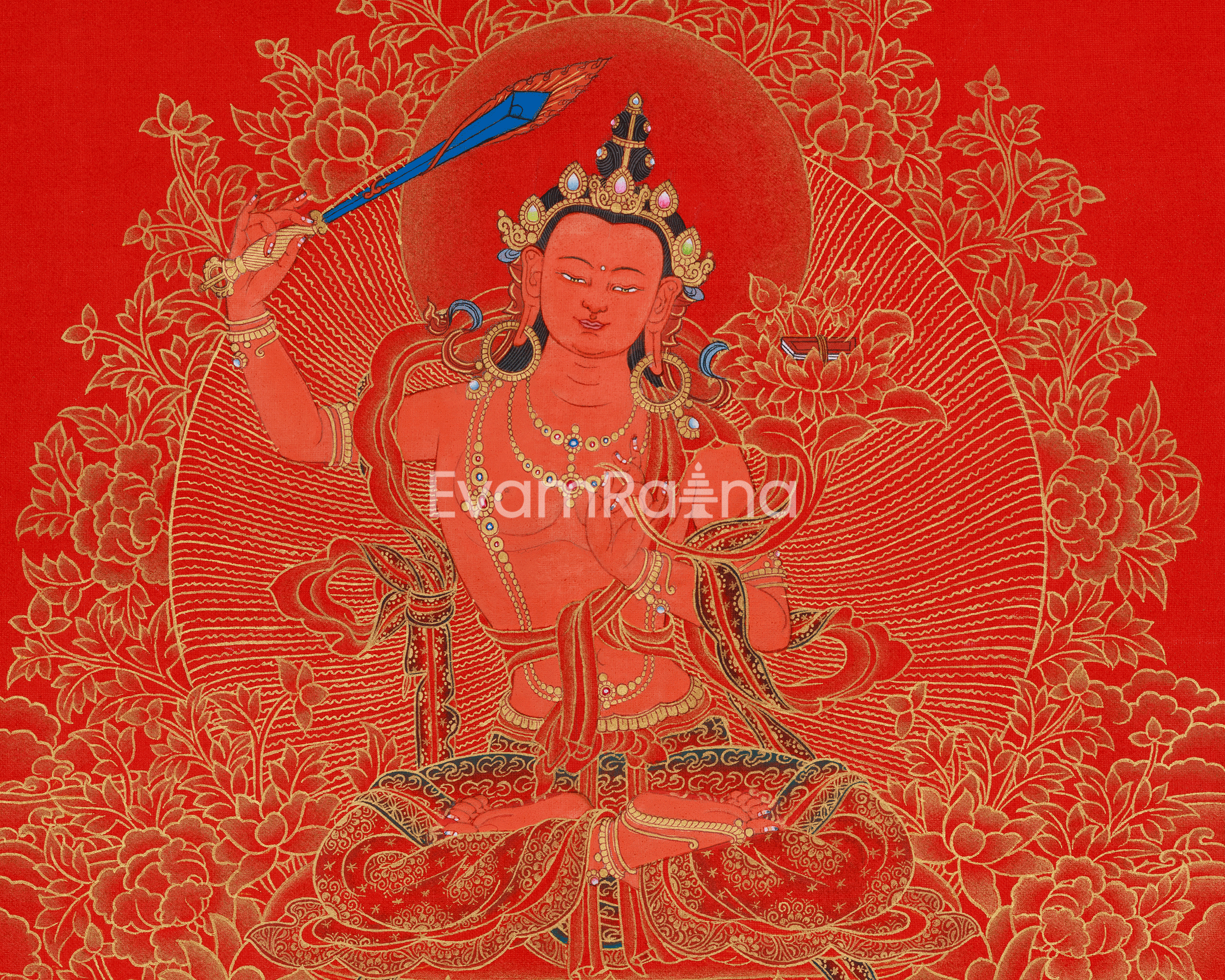 Manjushri Thangka Sword of Enlightenment | The Bodhisattva of Wisdom