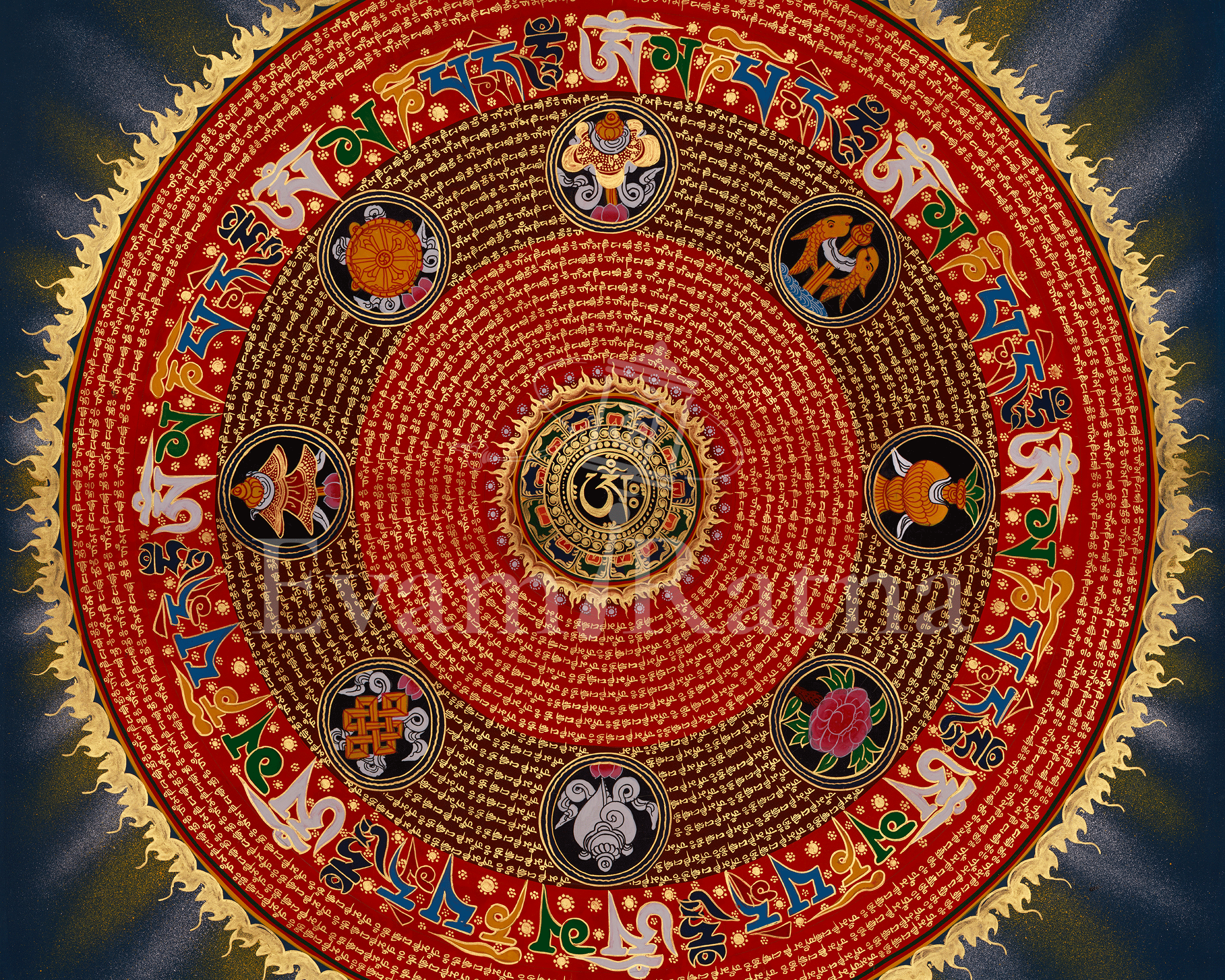 Mantra Mandala Spiritual Art | Representation of Sacred Sound and Spiritual Focus | Home Decor