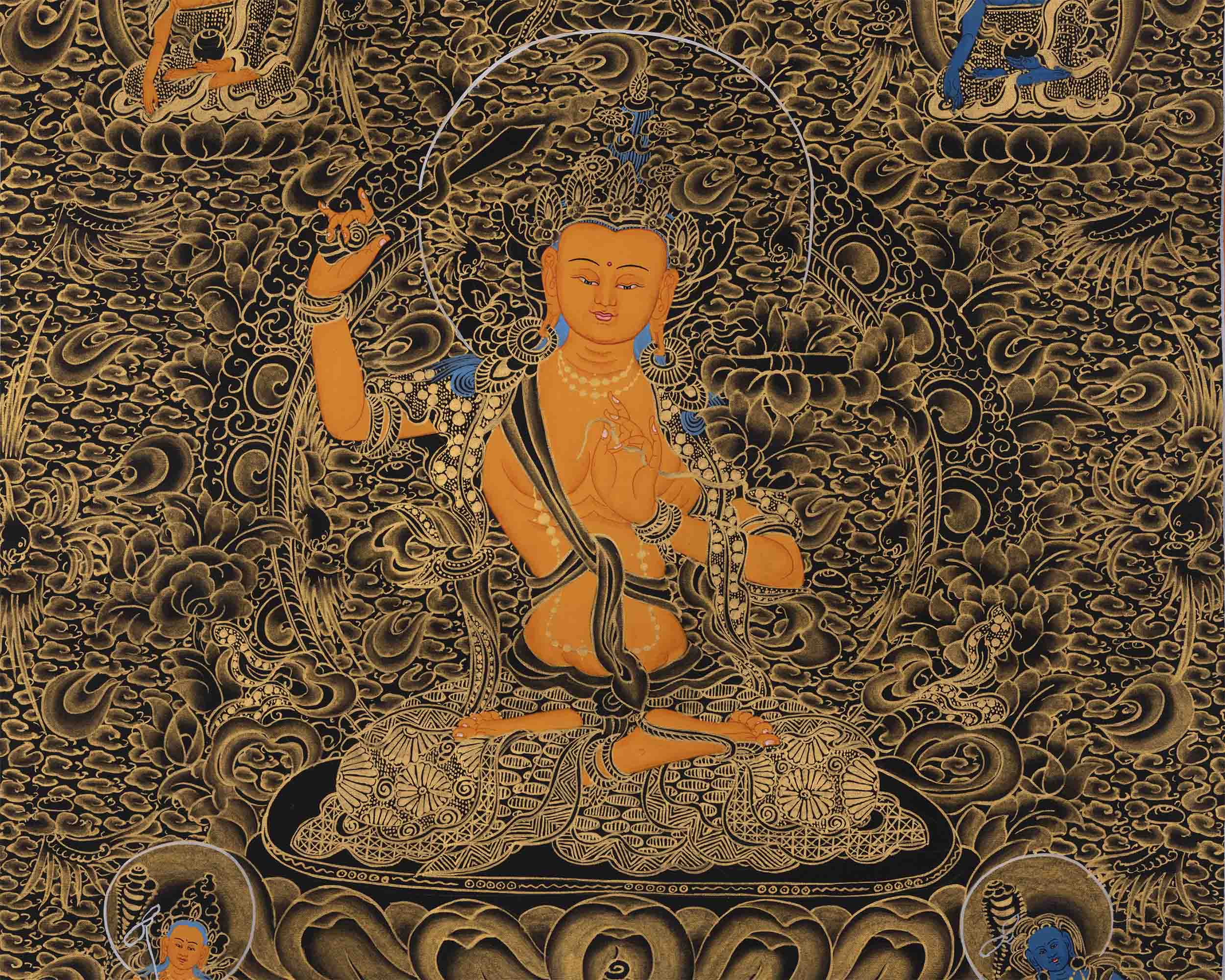 Arya Boddhisattva Manjushri Thangka | Wall Decor