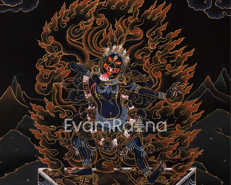 Blue Ekajati Thangka in Gold