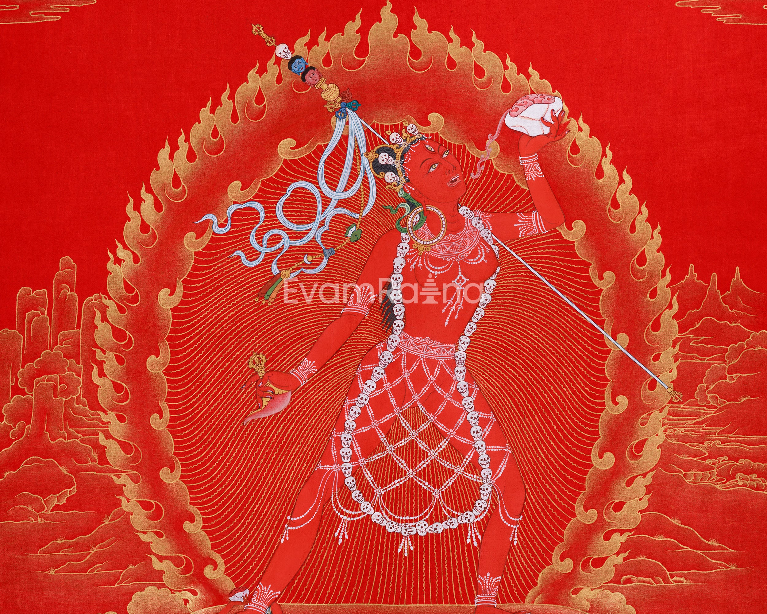 Sacred Dancing Goddess Vajrayogini | Tantric Artwork in Nakthang Style