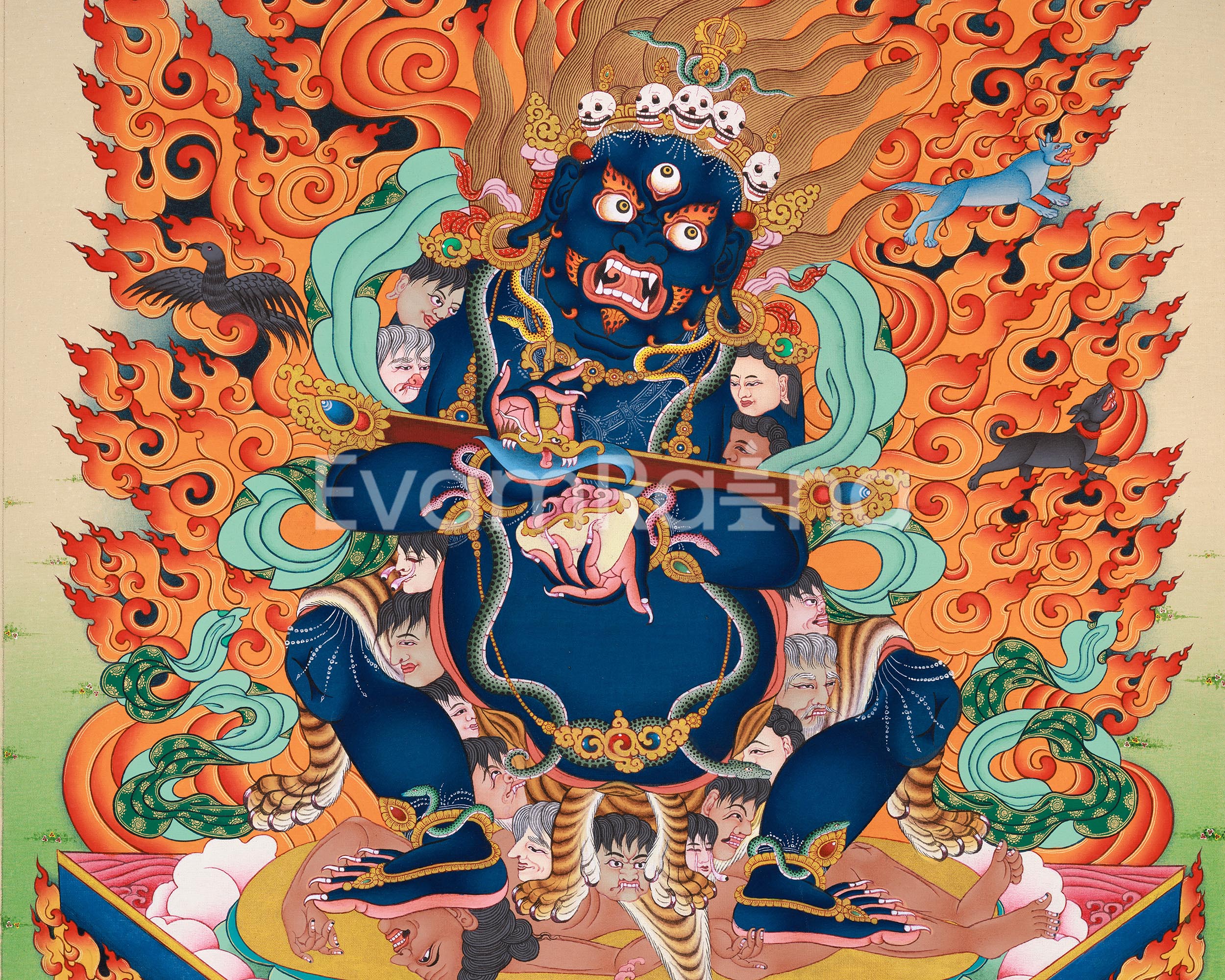 Two-Arms Sakya Mahakala Canvas Print | Wrathful Dharmapala