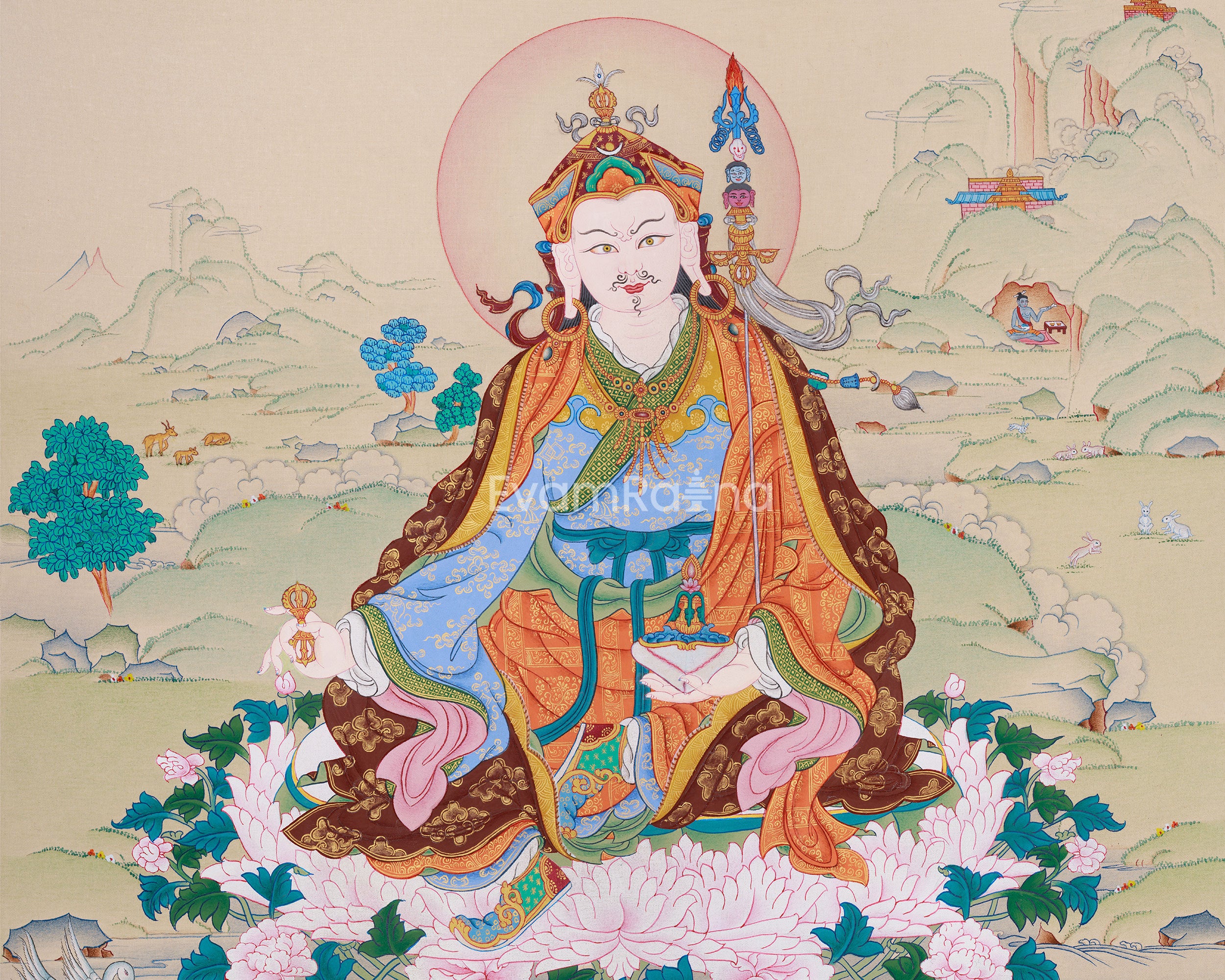 Tibetan Guru Rinpoche Artwork | Padmasambhava Lotus-Born Master
