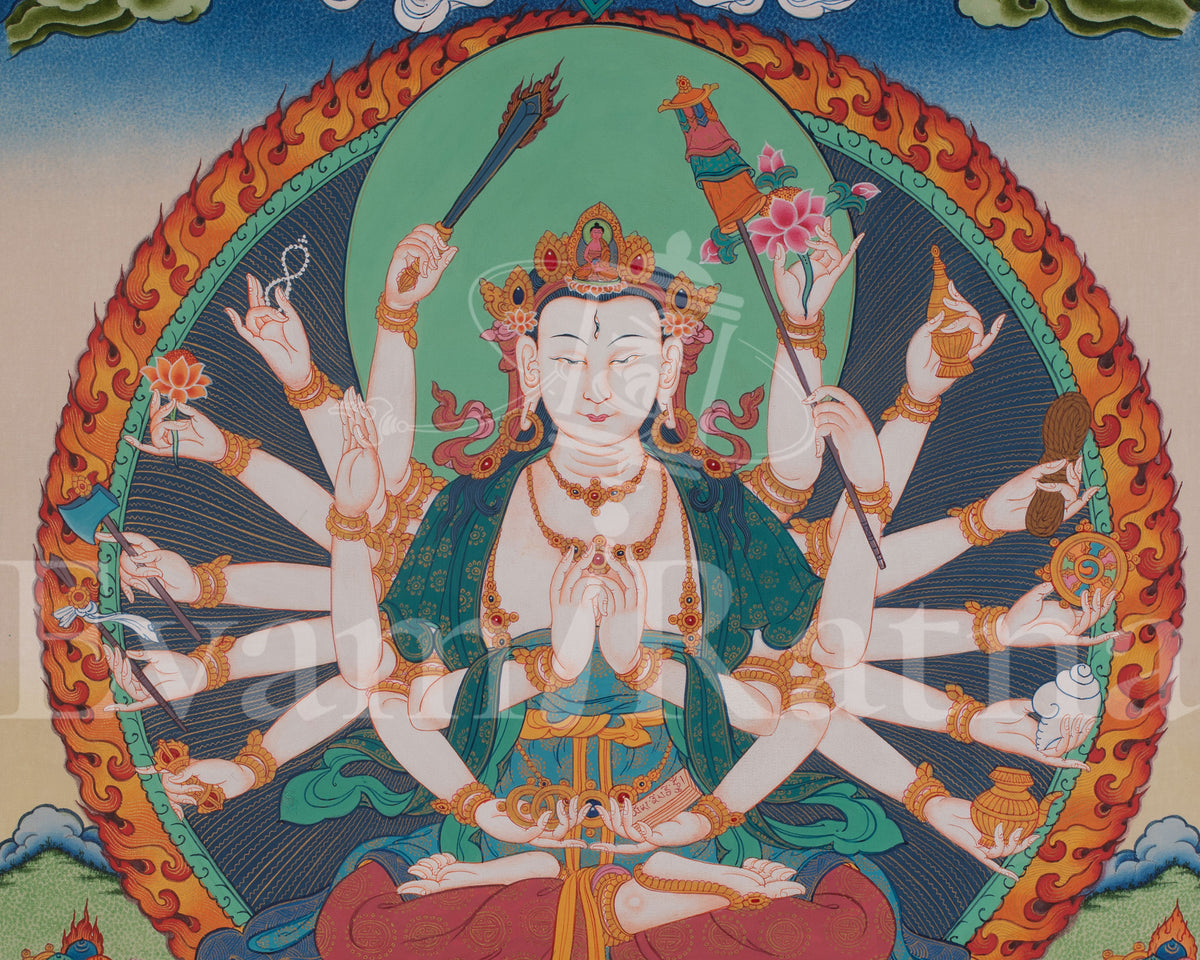 Cundi Artwork | Sacred Himalayan Buddhist Painting of Compassion and Wisdom