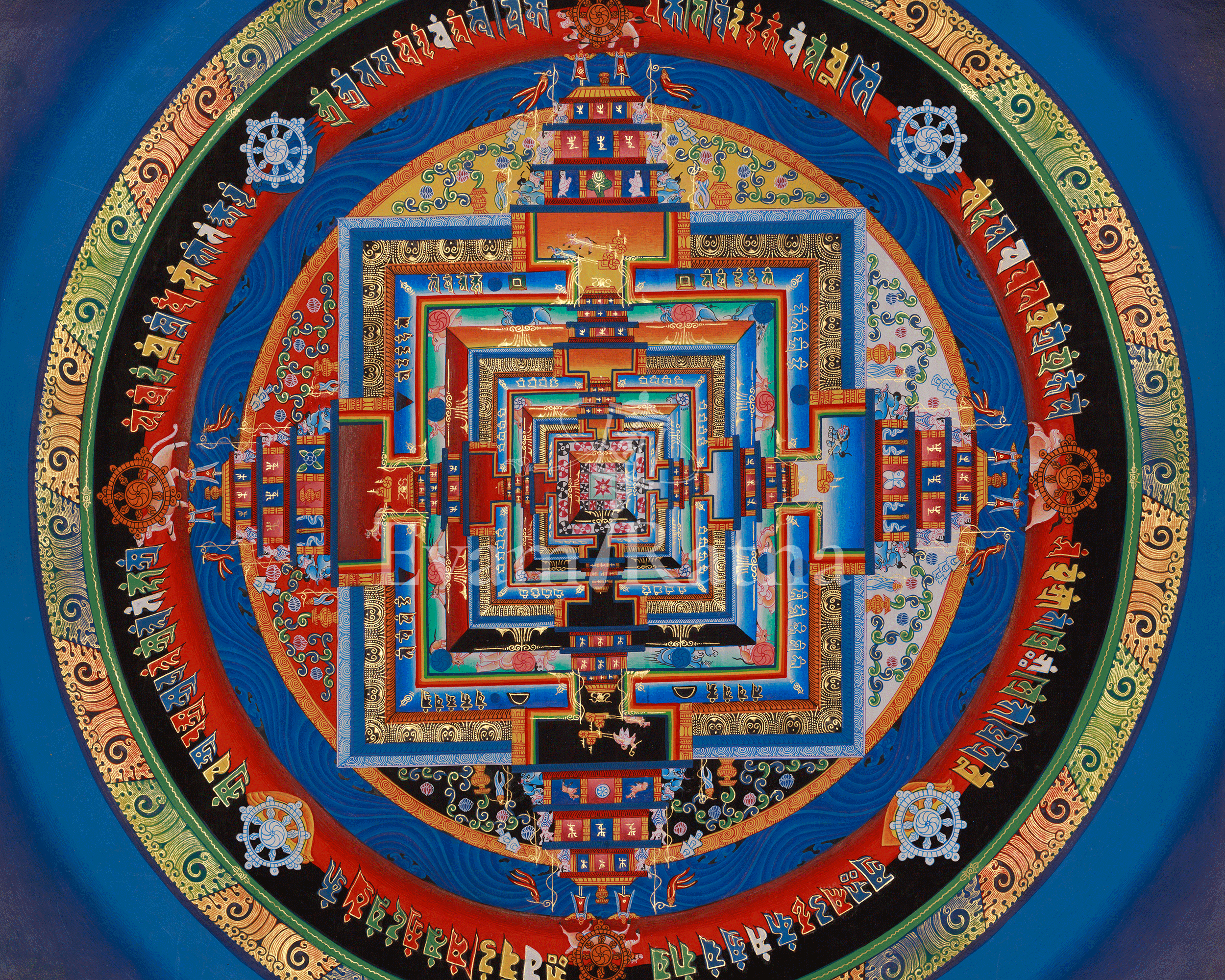 Traditional Art of Kalachakra Mandala | Sacred Wheel of Time Thangka for Meditation