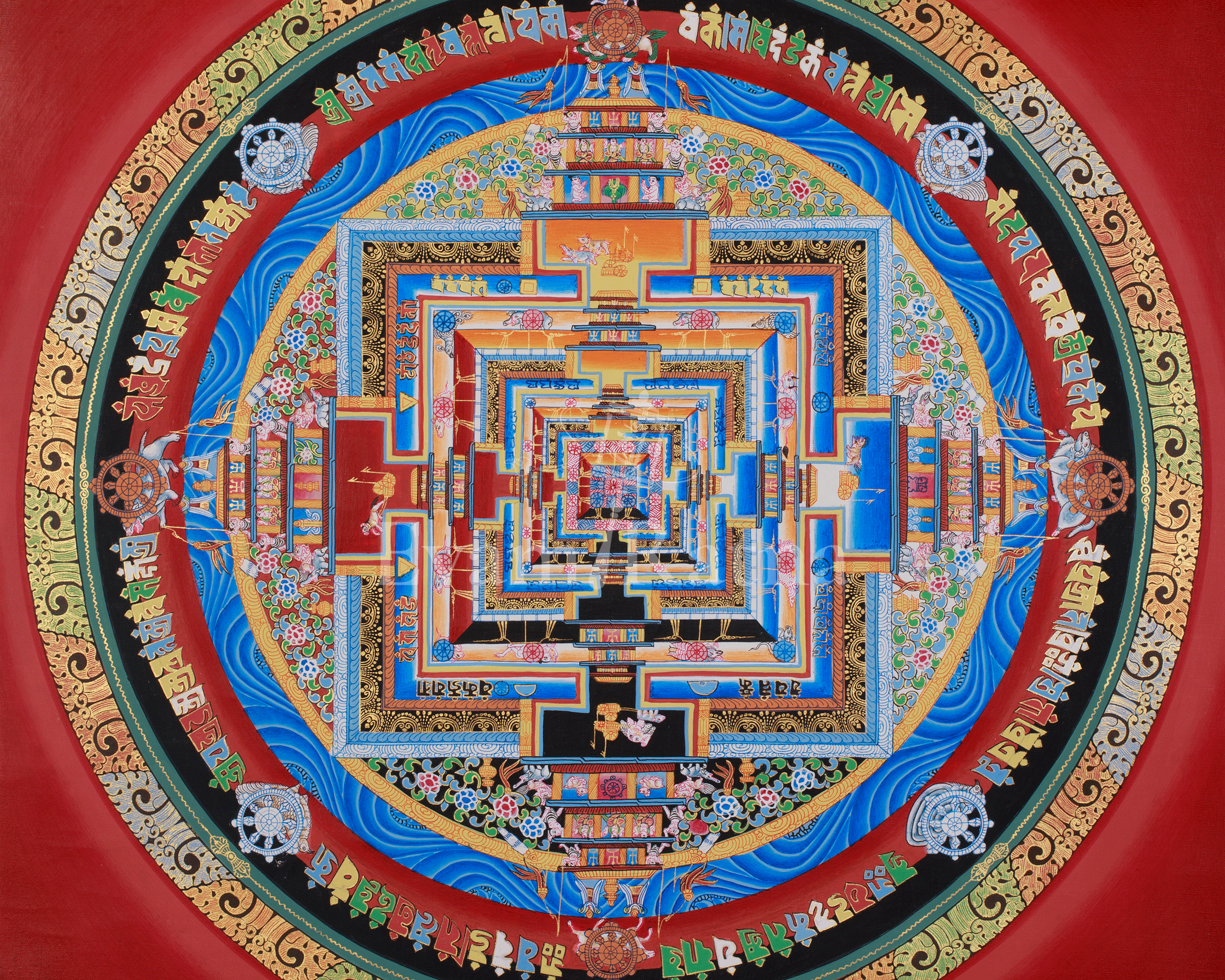 Himalayan Kalachakra Mandala Artwork | Wheel of Time Thangka