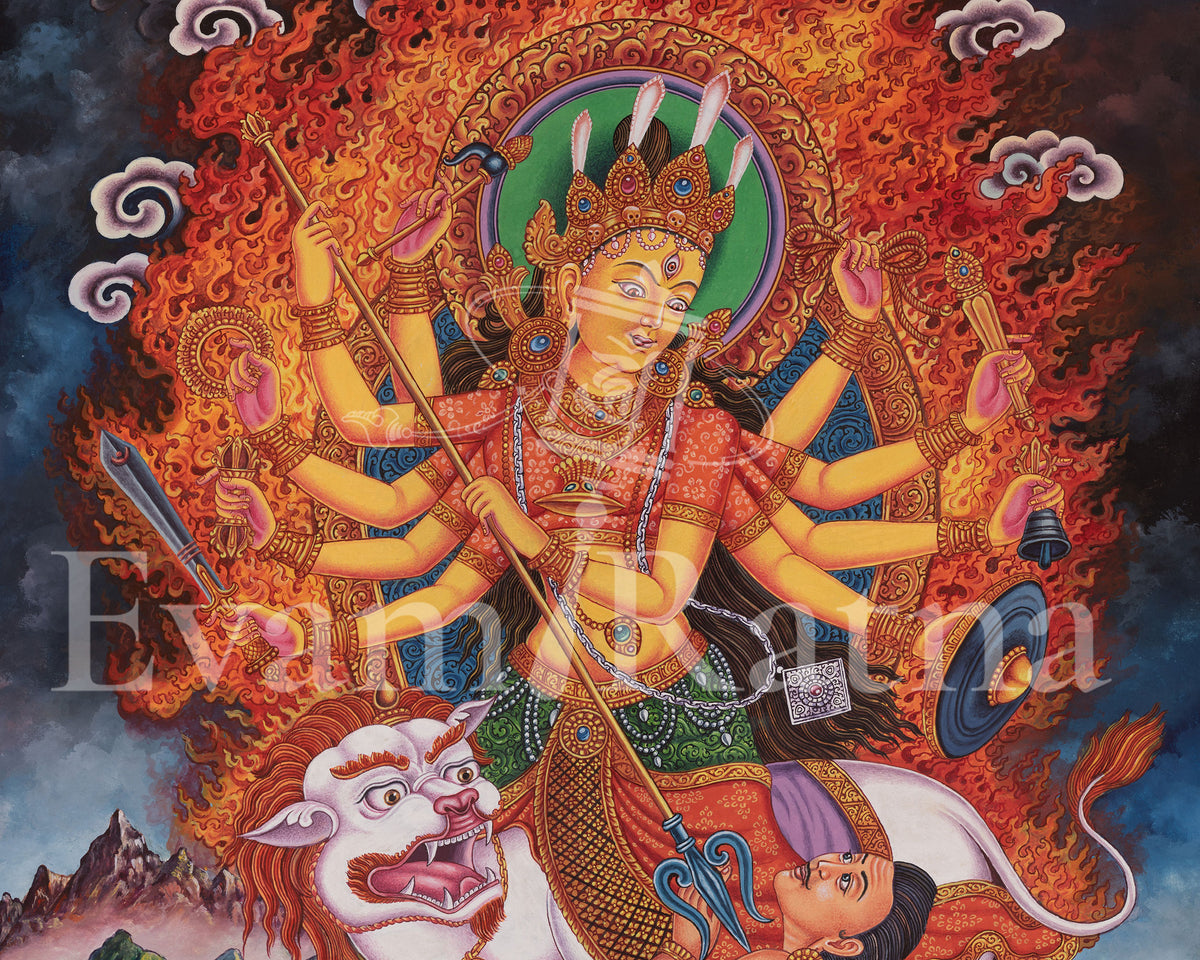 Durga Thangka | Represents Supreme Divine Feminine Cosmic Energy