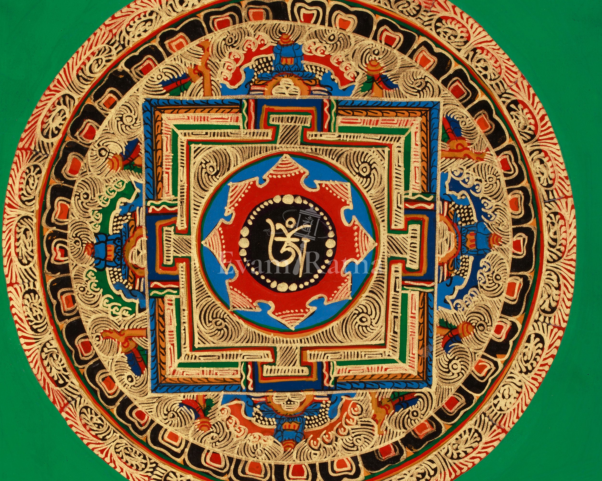 Buddhist Meditation Mantra Mandala | Tibetan Buddhism | Himalayan Thangka