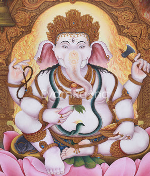 Radiant Lord Ganesh | Blessings of Success and Protection | Paubha Artwork