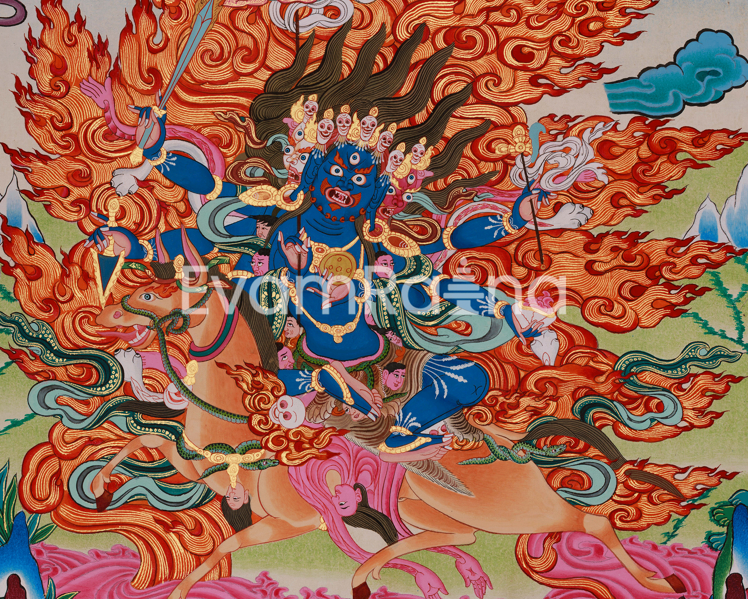 Palden Lhamo Tibetan Thangka | Powerful Female Dharma Protector