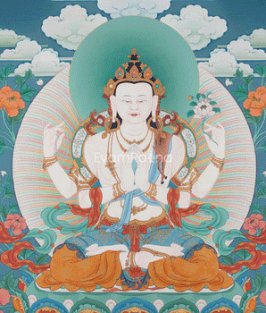 4-Armed Avalokiteshvara Print | Guardian of Compassion | Bodhisattva Artwork