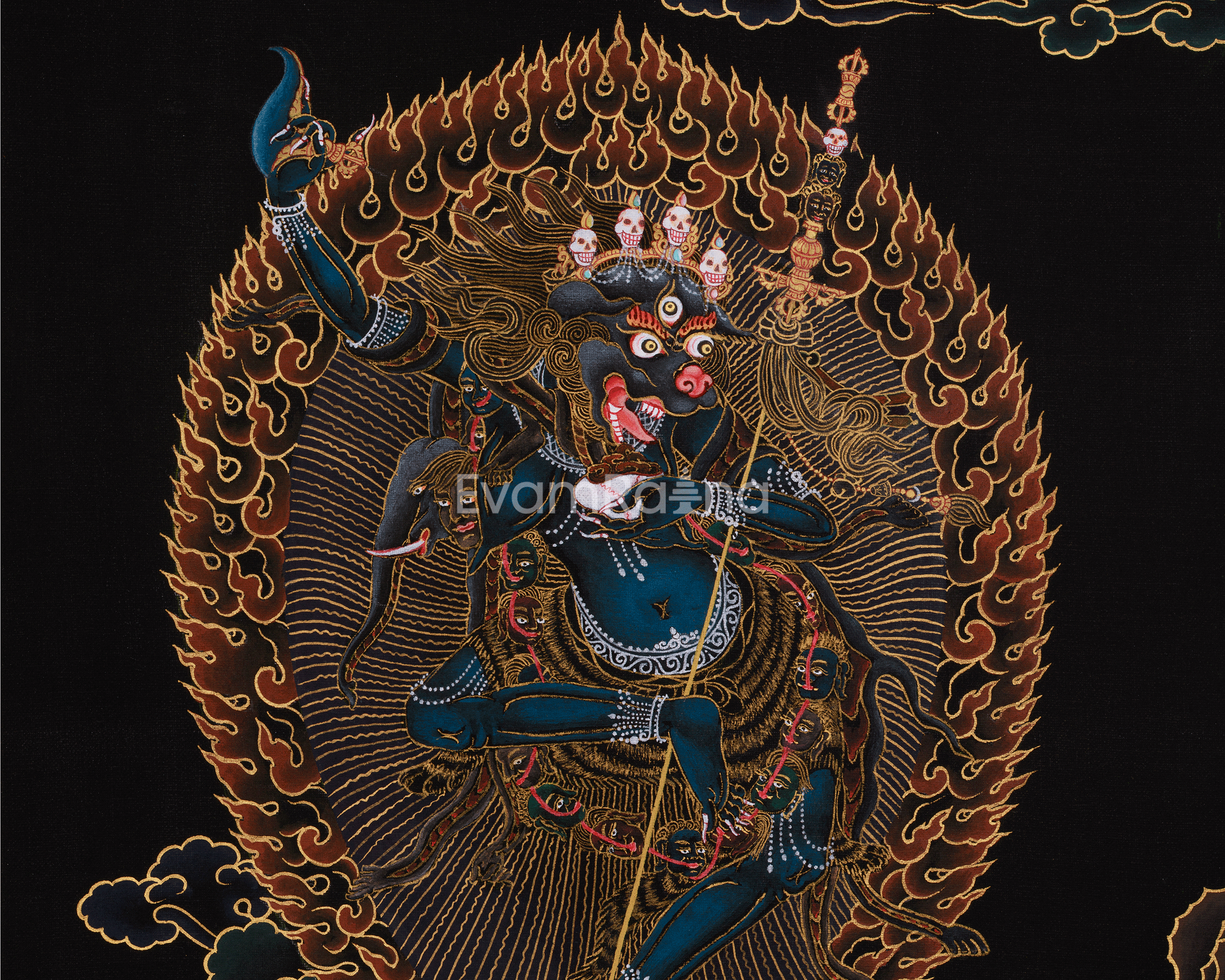 Dharma Protector Simhamukha Thangka | Wrathful Dakini | Nakthang Style