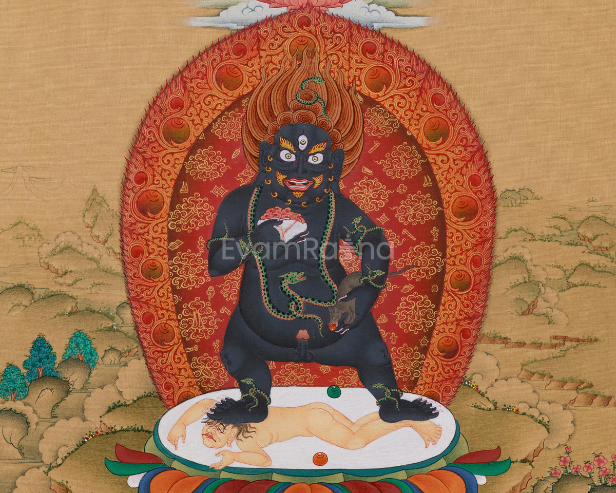 Sacred Standing Black Dzambhala | Wealth Deity for Spiritual and Material Abundance