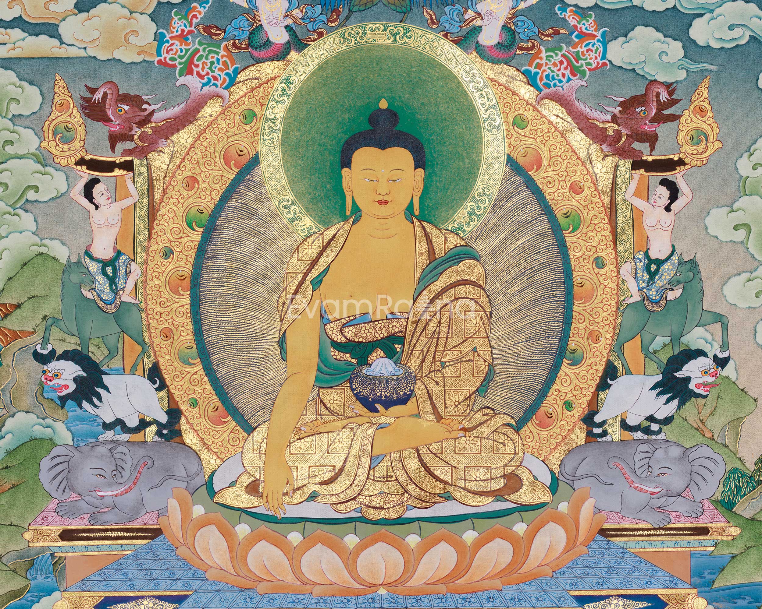 Shakyamuni Buddha and His Two Disciples | High-Quality Canvas Print