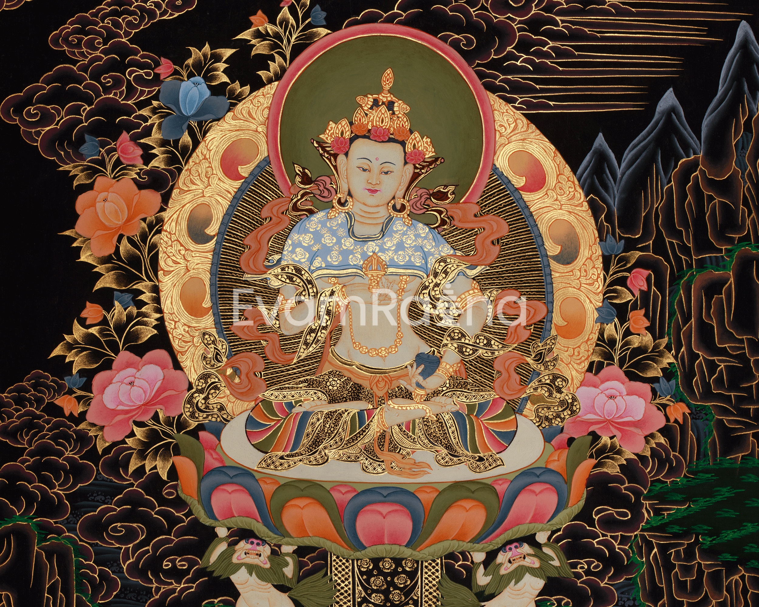 Vajrasattva Tibetan Thangka | Buddhist Purification Deity