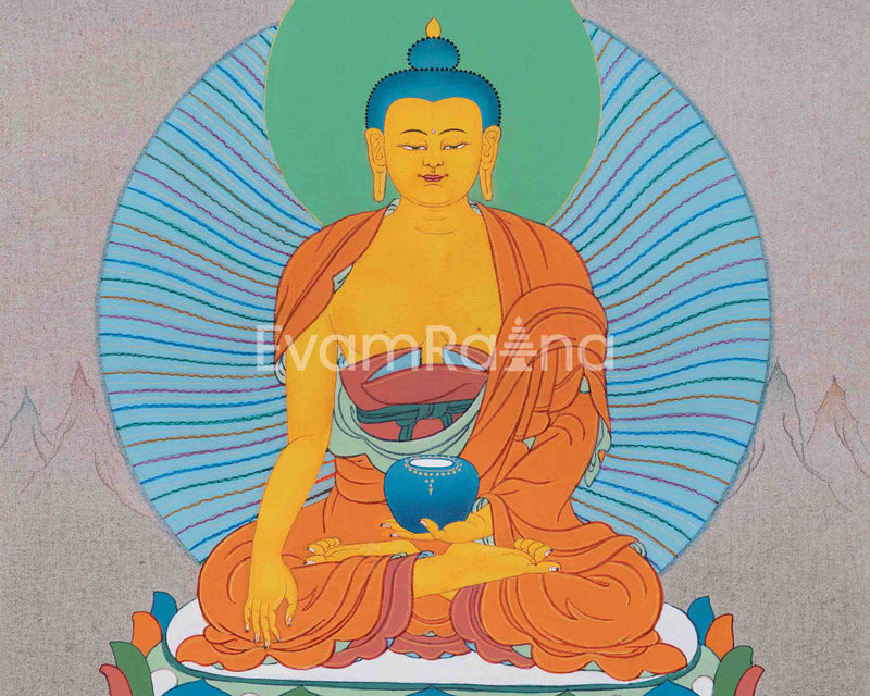 Siddhartha Gautama Buddha's Hand Painted Artwork | Shakyamuni Buddha Meditative Thangka | Wall Decorations