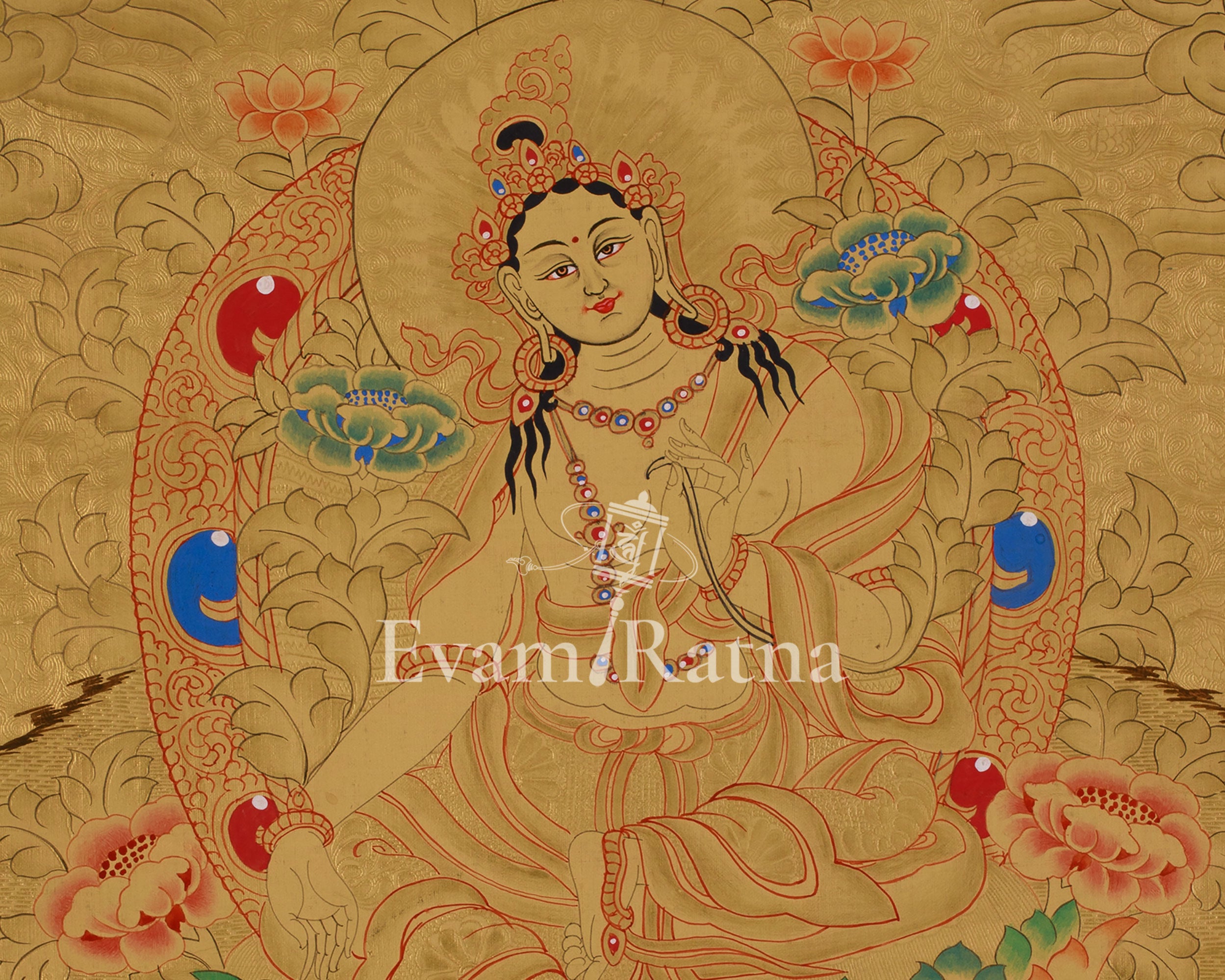 Buddhist Deity Green Tara Thangka | The Goddess of Compassion and Protection