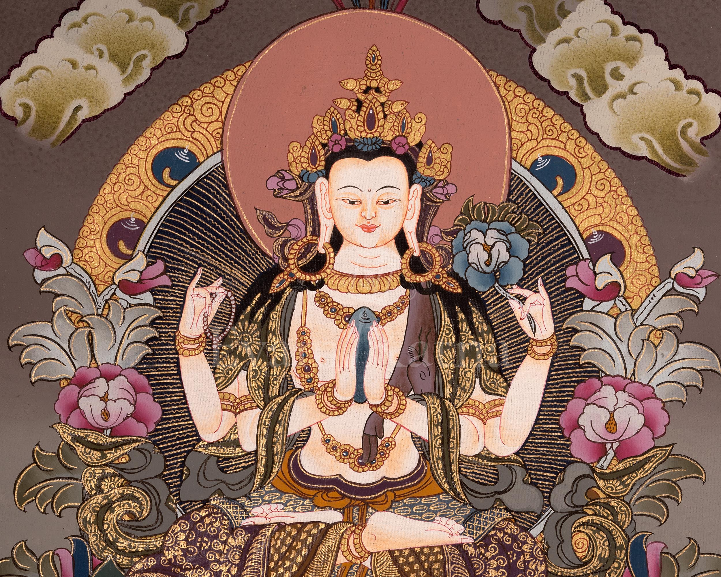 Chenrezig Bodhisattva Thangka | Shrine Room Decor