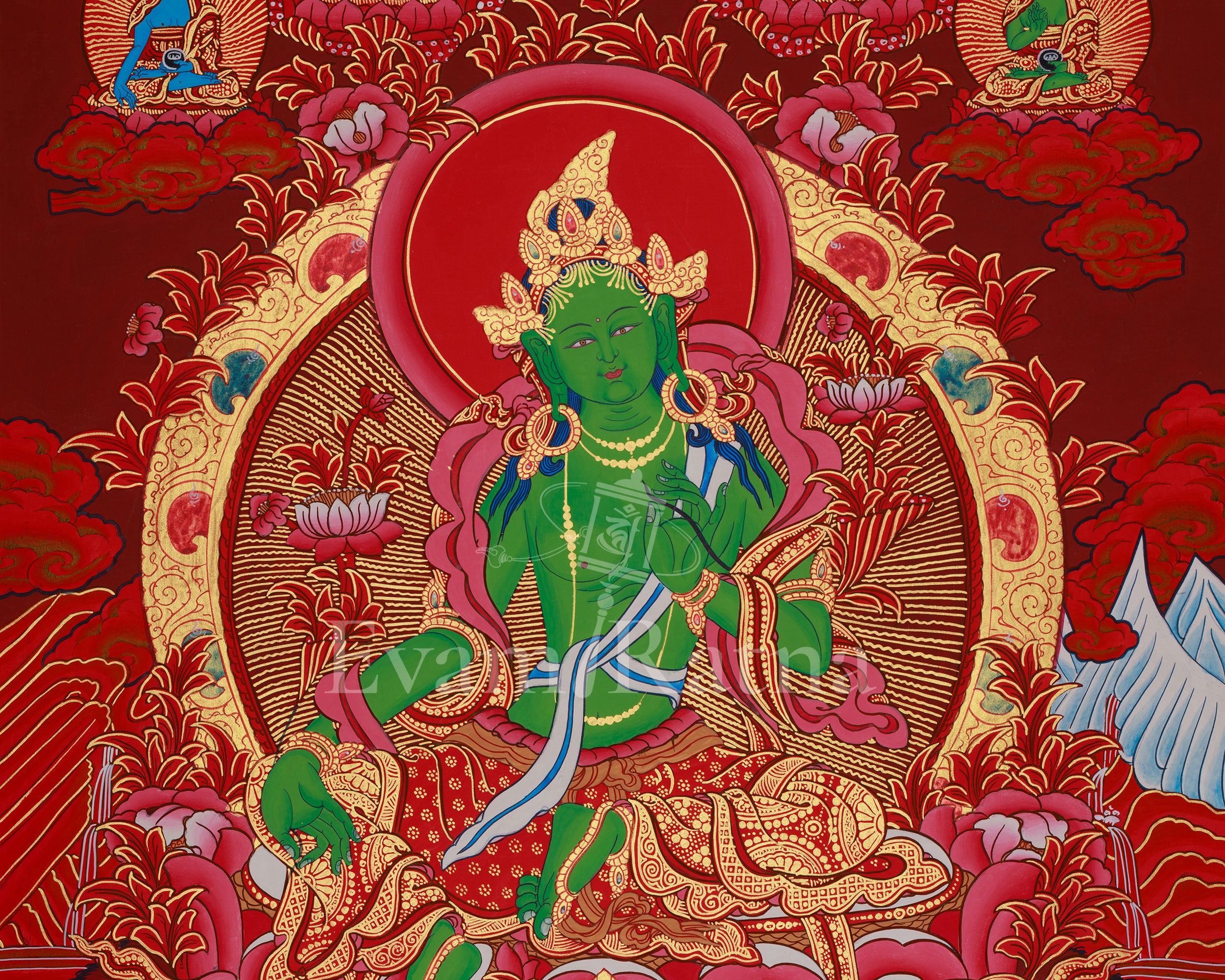 Himalayan Deity Green Tara Thangka | Hand Painted Tibetan Buddhist Art | Mother of Liberation