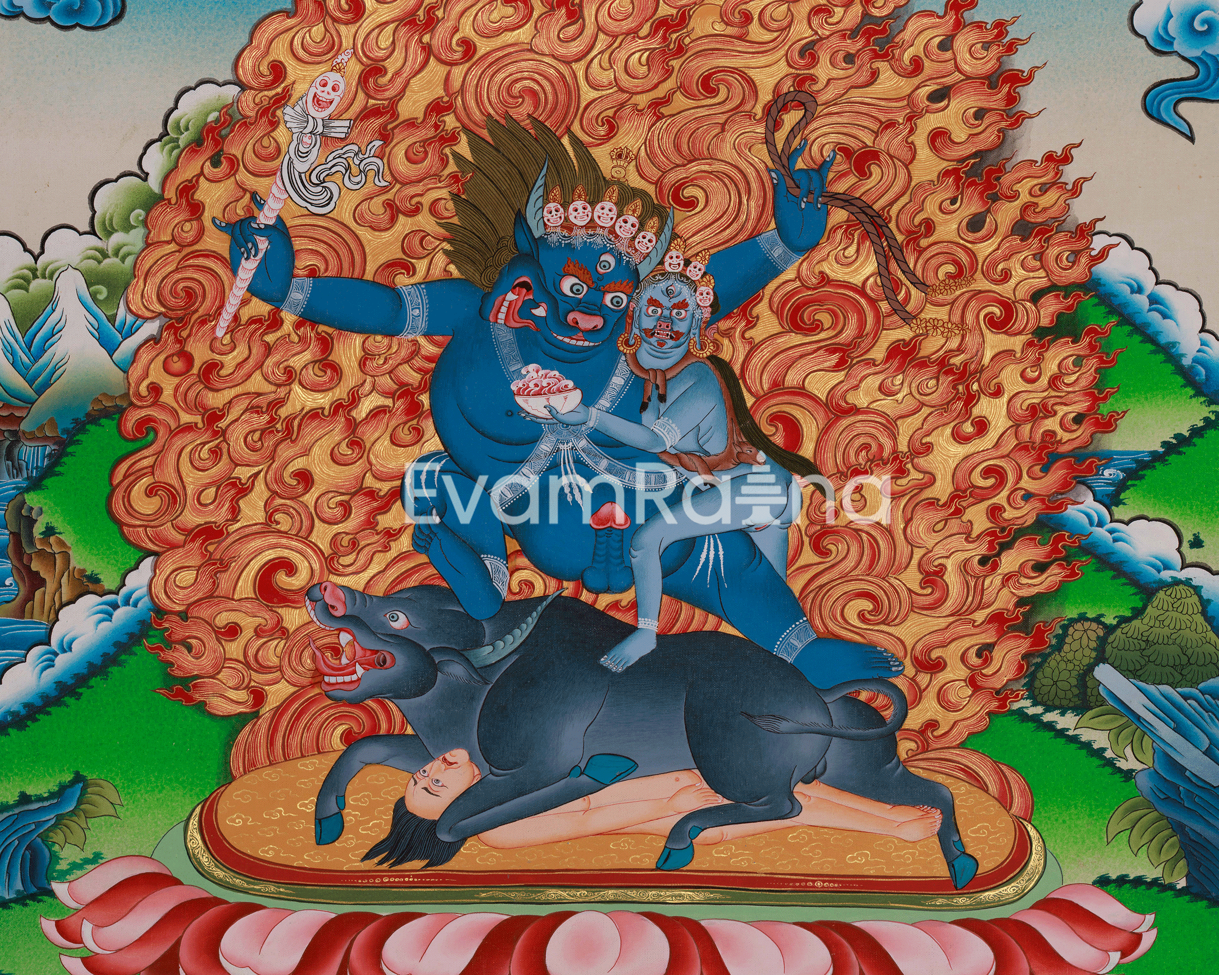 Yama Dharmaraja Thangka | Tibetan Buddhist Wrathful Deity Art