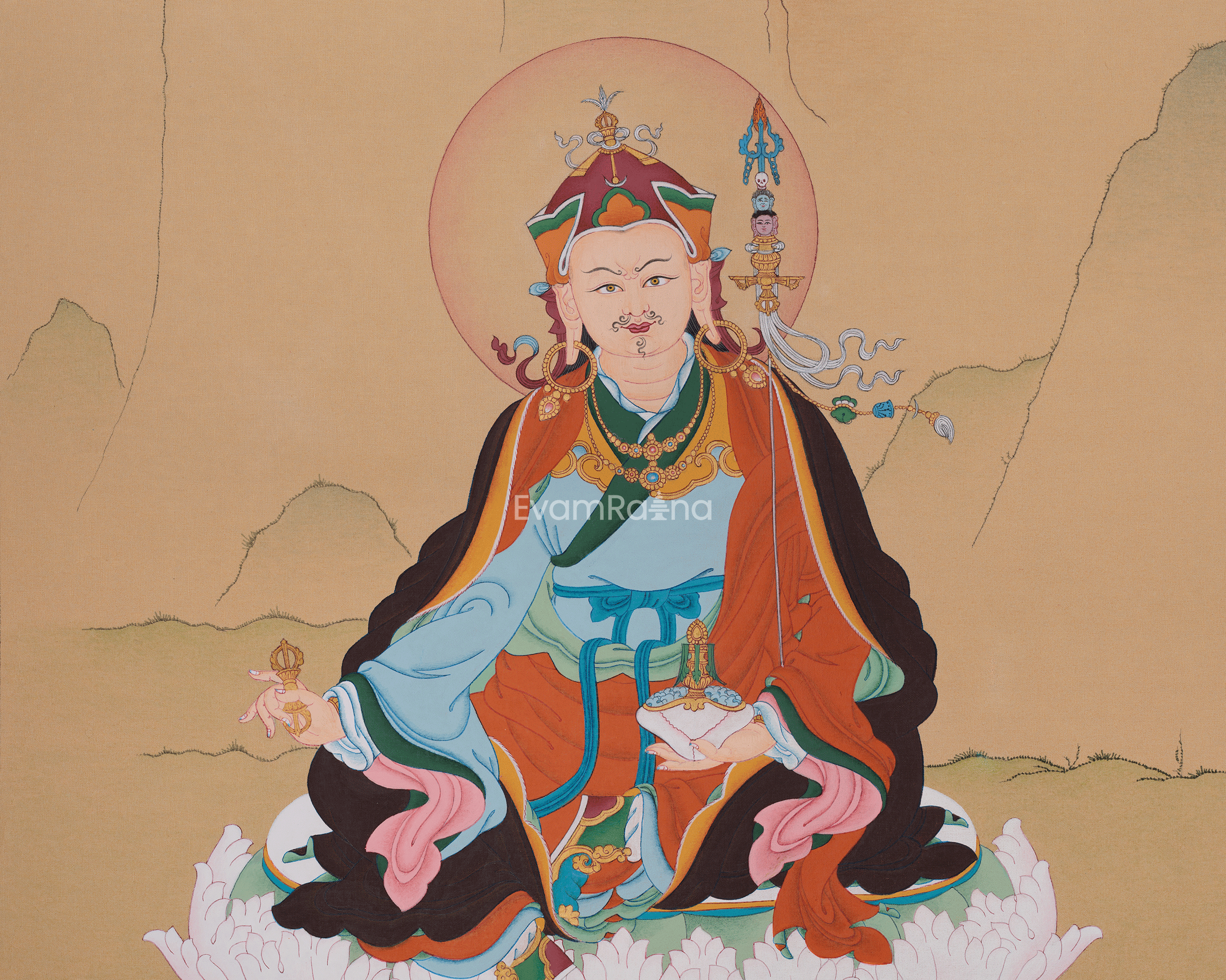 61 cm Tibetan Guru Rinpoche Painting | Padmasambhava Artwork