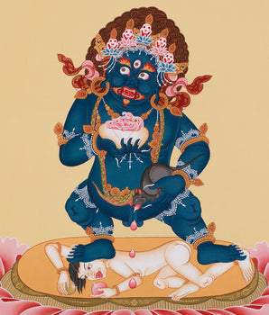 Black Kubera, Dzambhala Thangka | The Tibetan Buddhist God of Wealth