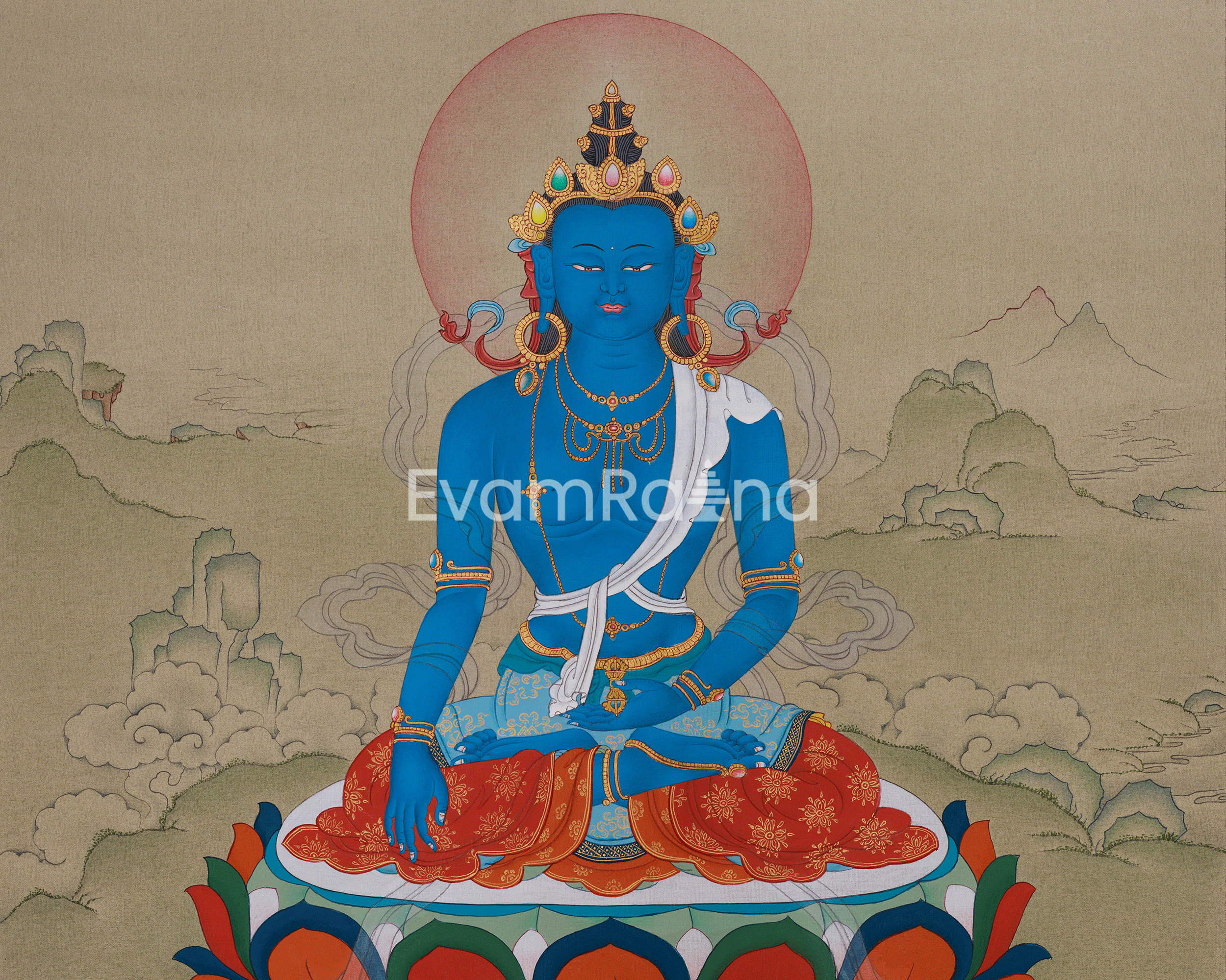 Buddhist Protector Mitrupa Thangka | A Sacred Guardian of Wisdom