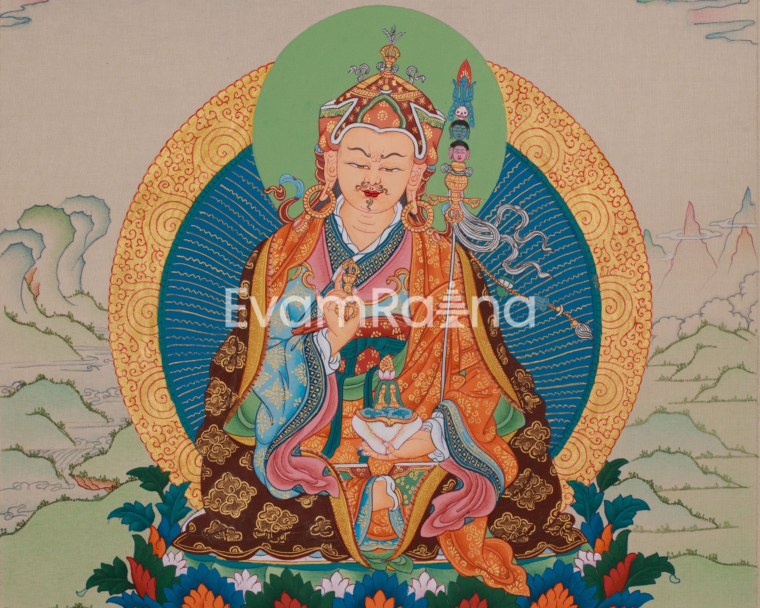 Himalayan Artwork of Guru Rinpoche | Spiritual Teacher | Enlightened Wisdom