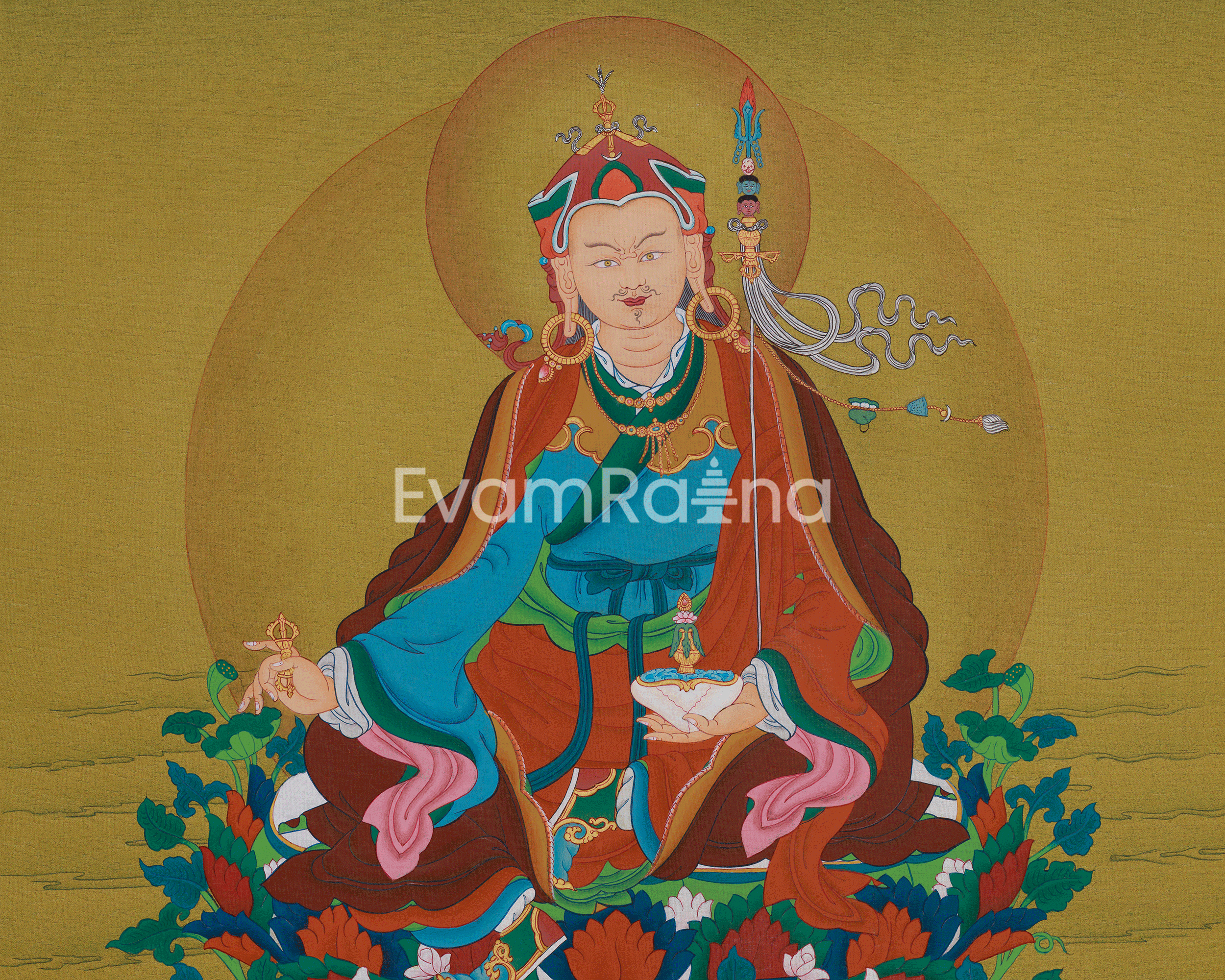 Tibetan Guru Rinpoche Art | Padmasambhava Buddhist Thangka