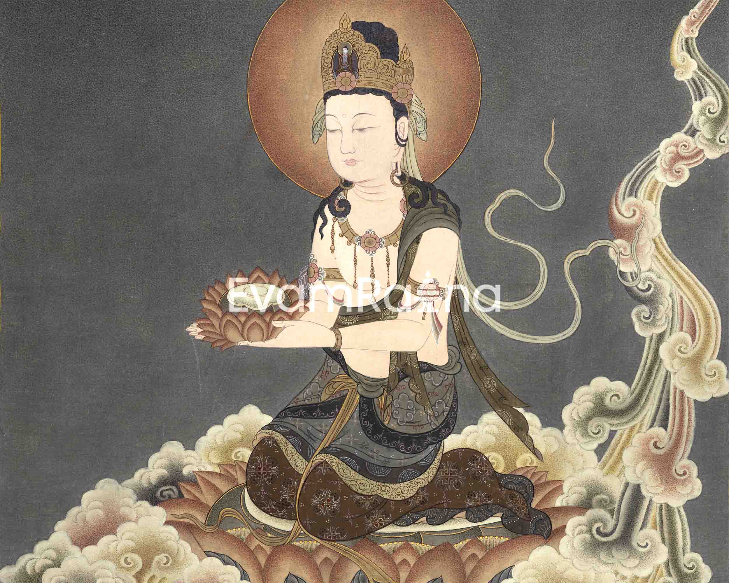Bodhisattva Art in Japanese Style | Japanese Bodhisattva Thangka | Traditional Hand Painted Artwork