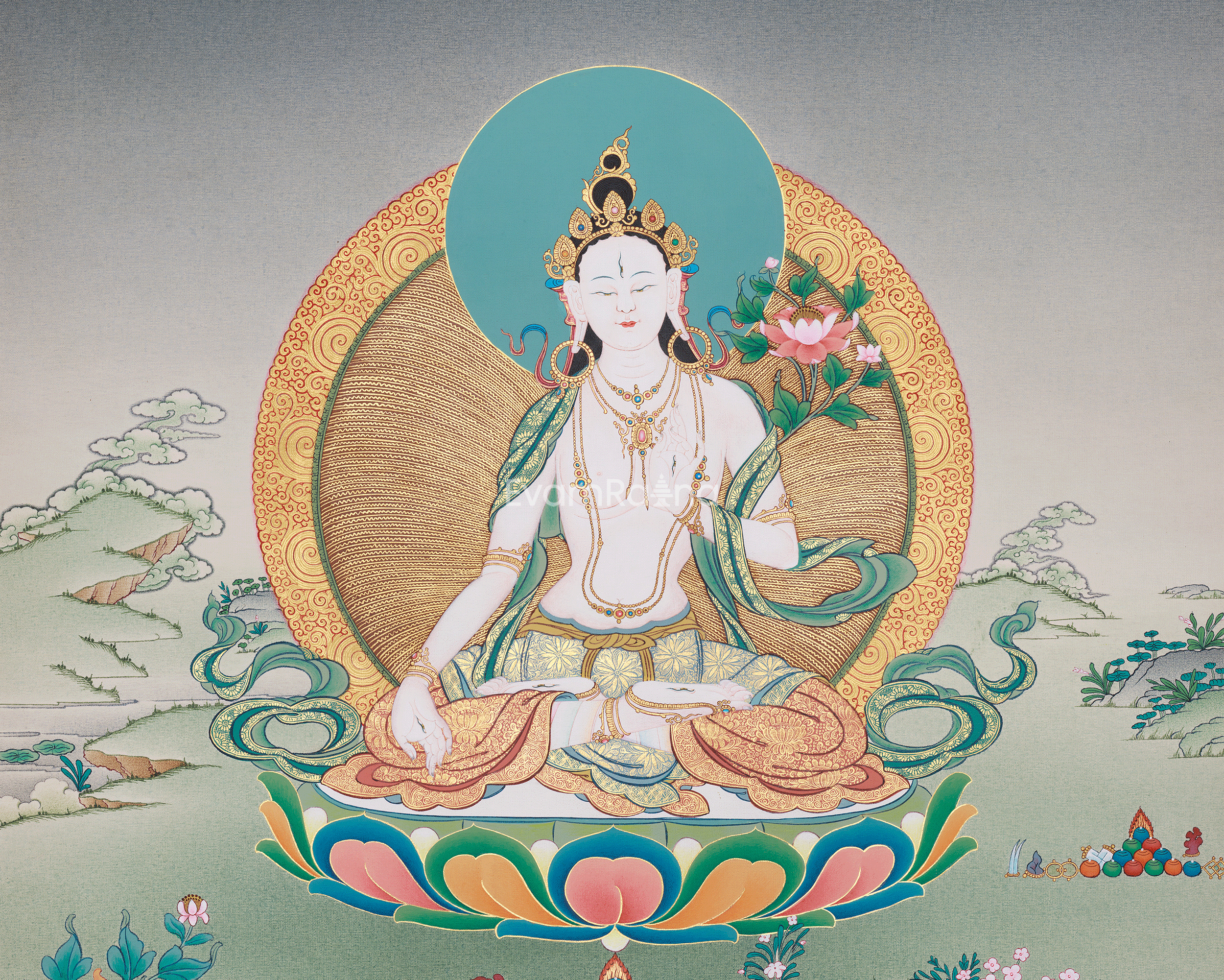 Divine Longevity Goddess Sita Tara | Buddhist Art for Healing and Vitality