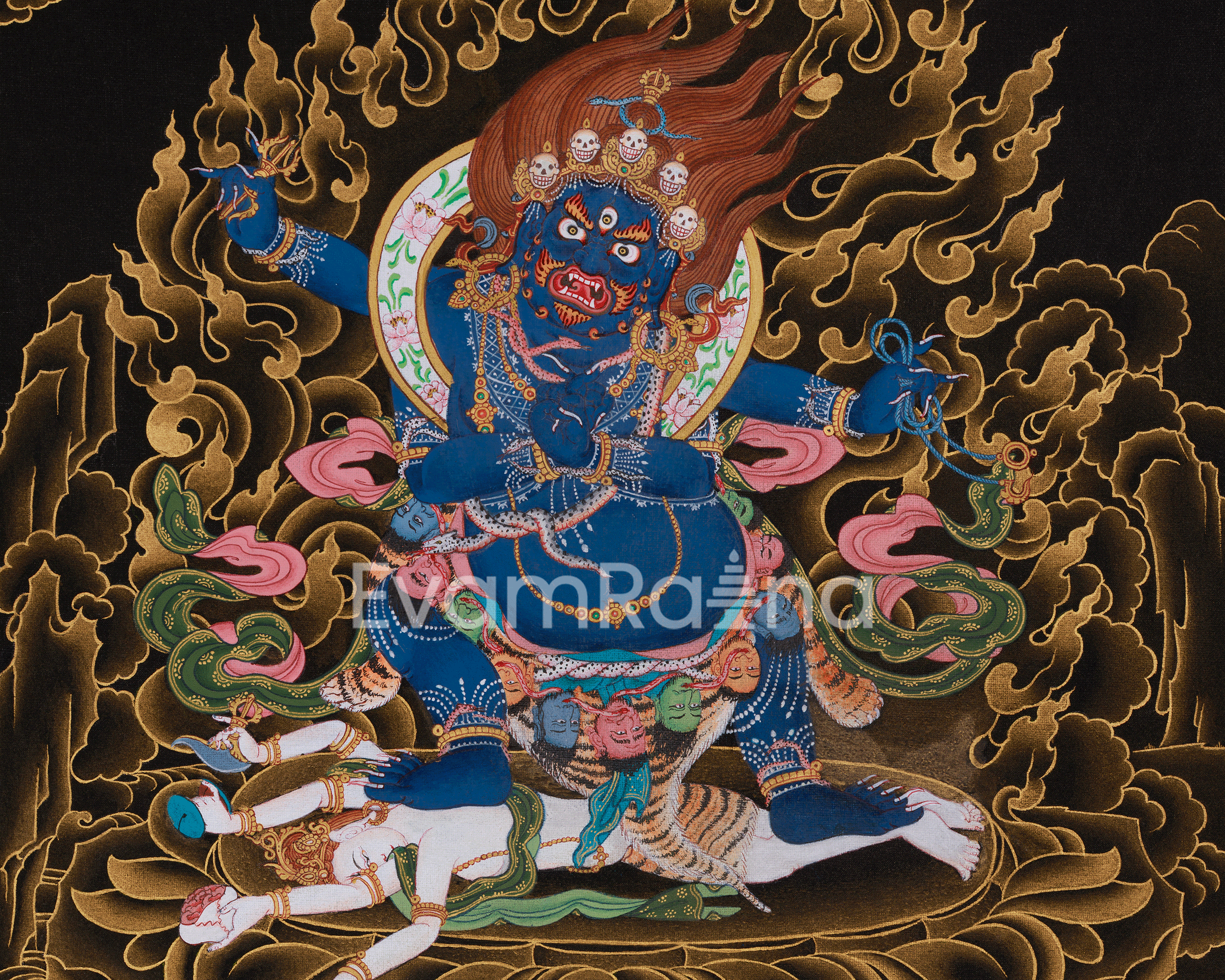 Traditional Thangka of Buta Damara | Fierce Protector of Spiritual Transformation