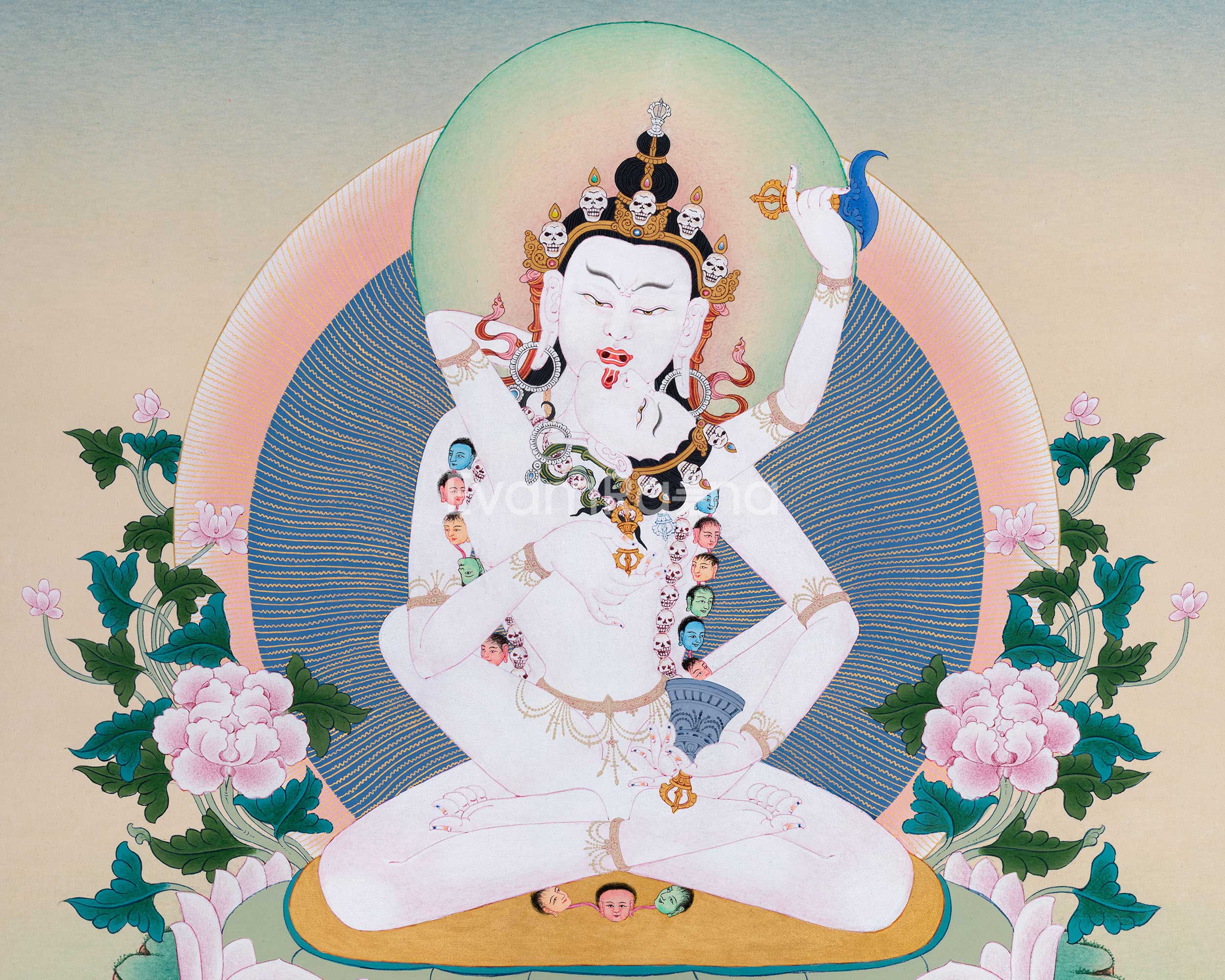 Vajrasattva with Consort Canvas Print | Deity of Purification and Spiritual Transformation