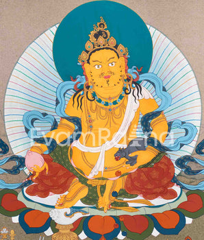 Tibetan Dzambhala Thangka Painting | Guardian of Wealth and Abundance | Wall Art for Financial Blessings