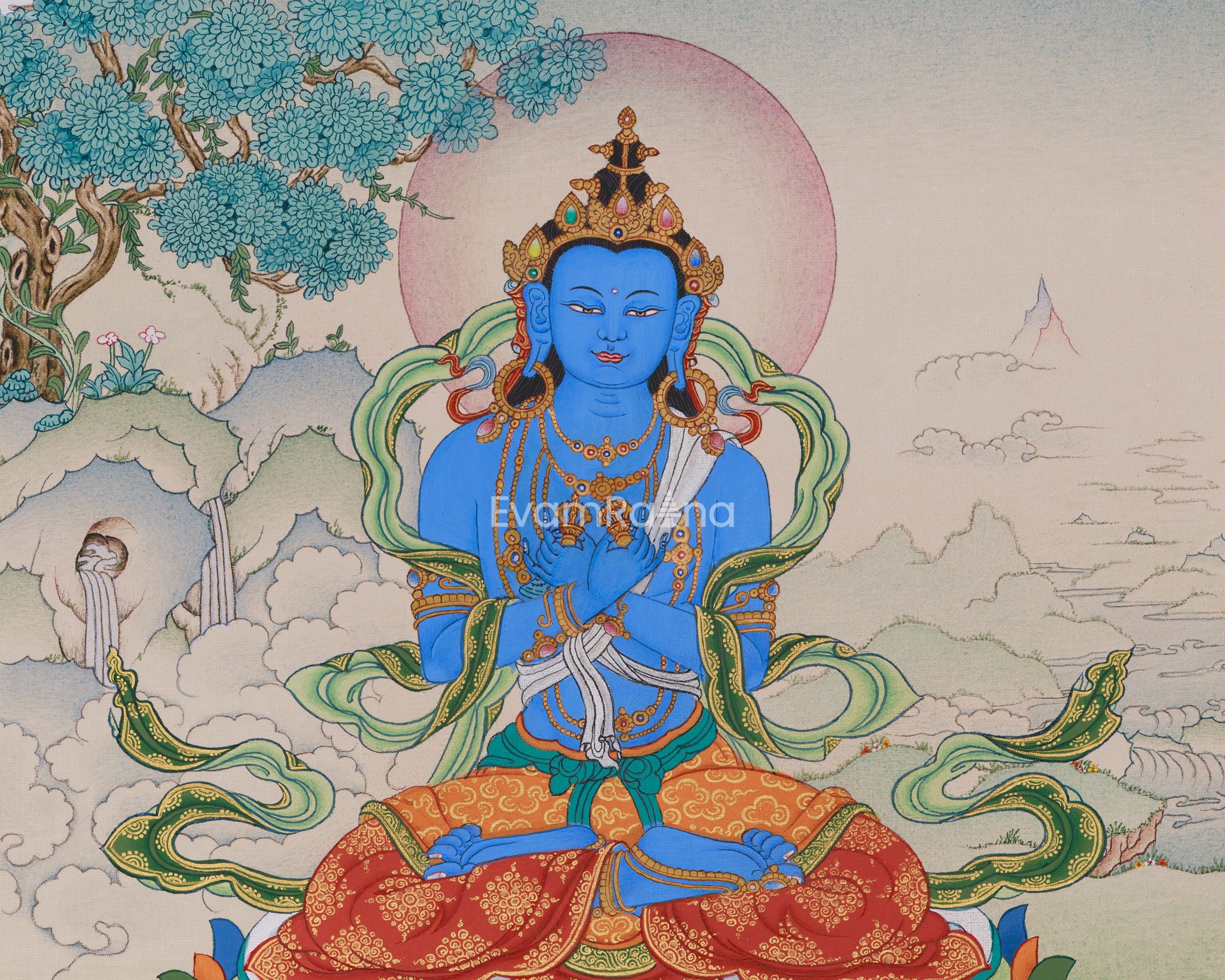 Enlightenment Symbol Vajradhara Thangka | Holder of the Thunderbolt