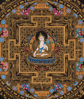 Original Hand Pained White Tara Mandala Thangka