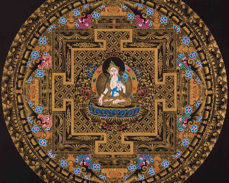 Original Hand Pained White Tara Mandala Thangka