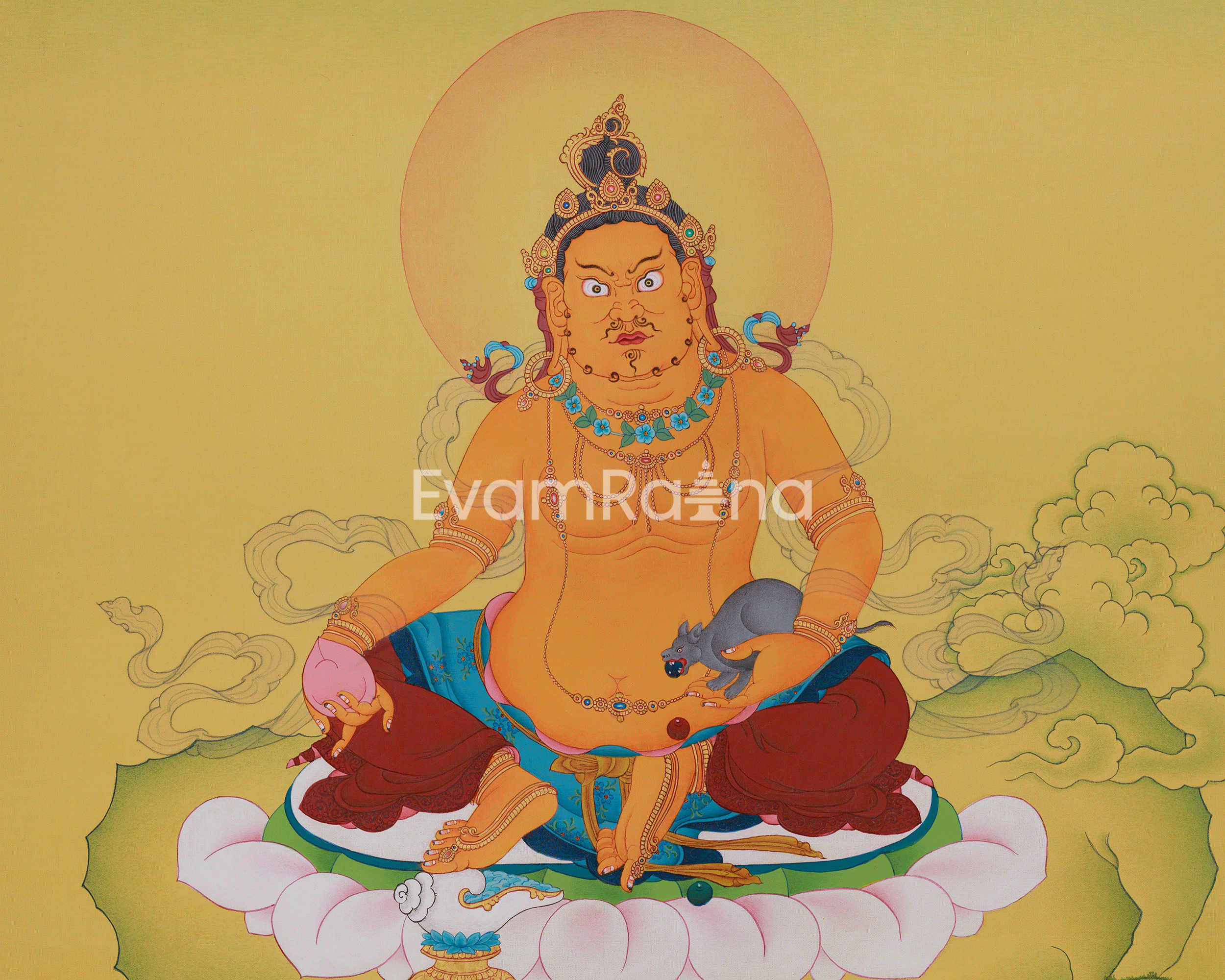 Vajrayana Deity Dzambhala Art | Sacred Wealth Thangka