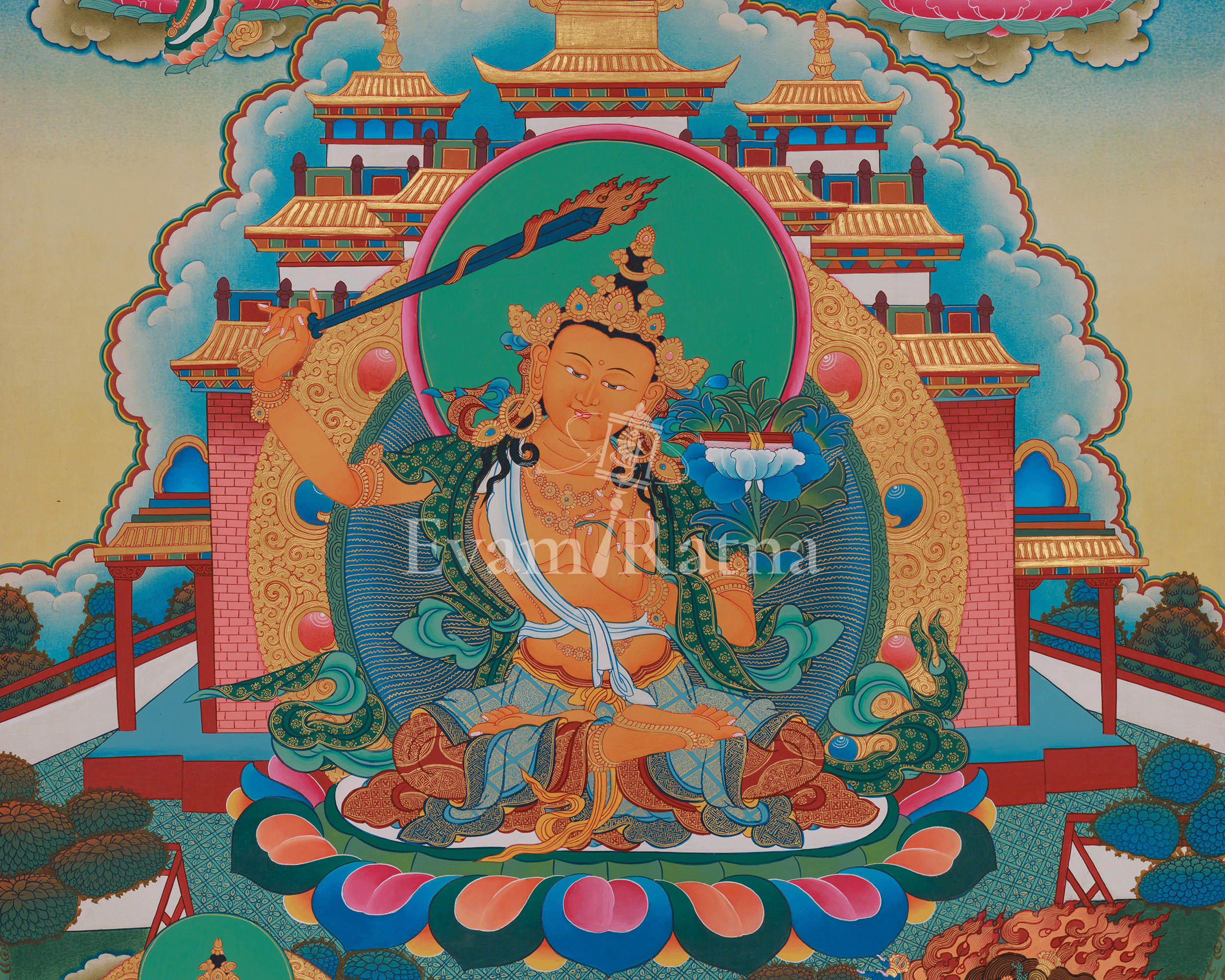 Tibetan Deity Manjushri Thangka | Wisdom, Clarity and Enlightened Mind