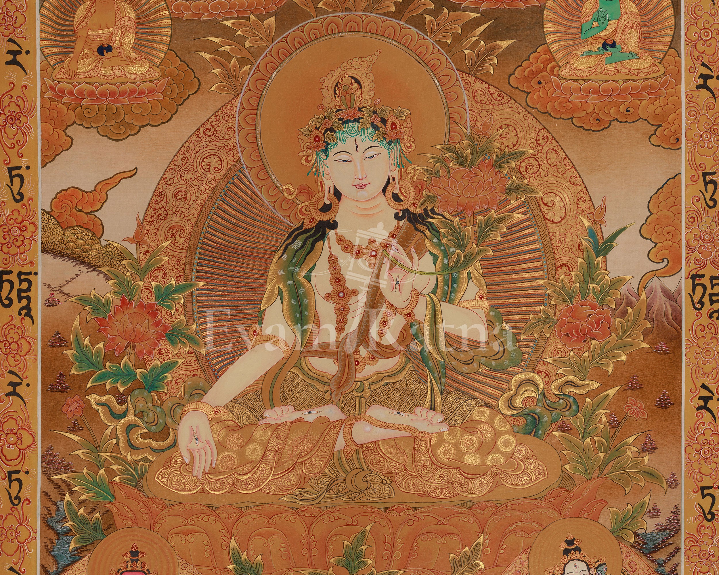 Female Buddha White Tara Thangka | Longevity Deity
