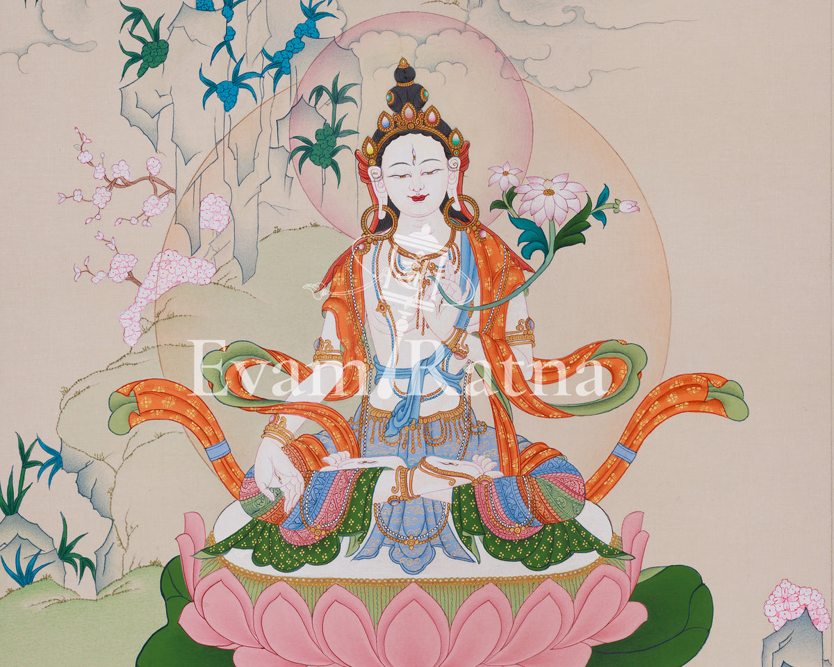 White Tara Longevity Thangka | Symbol of Healing
