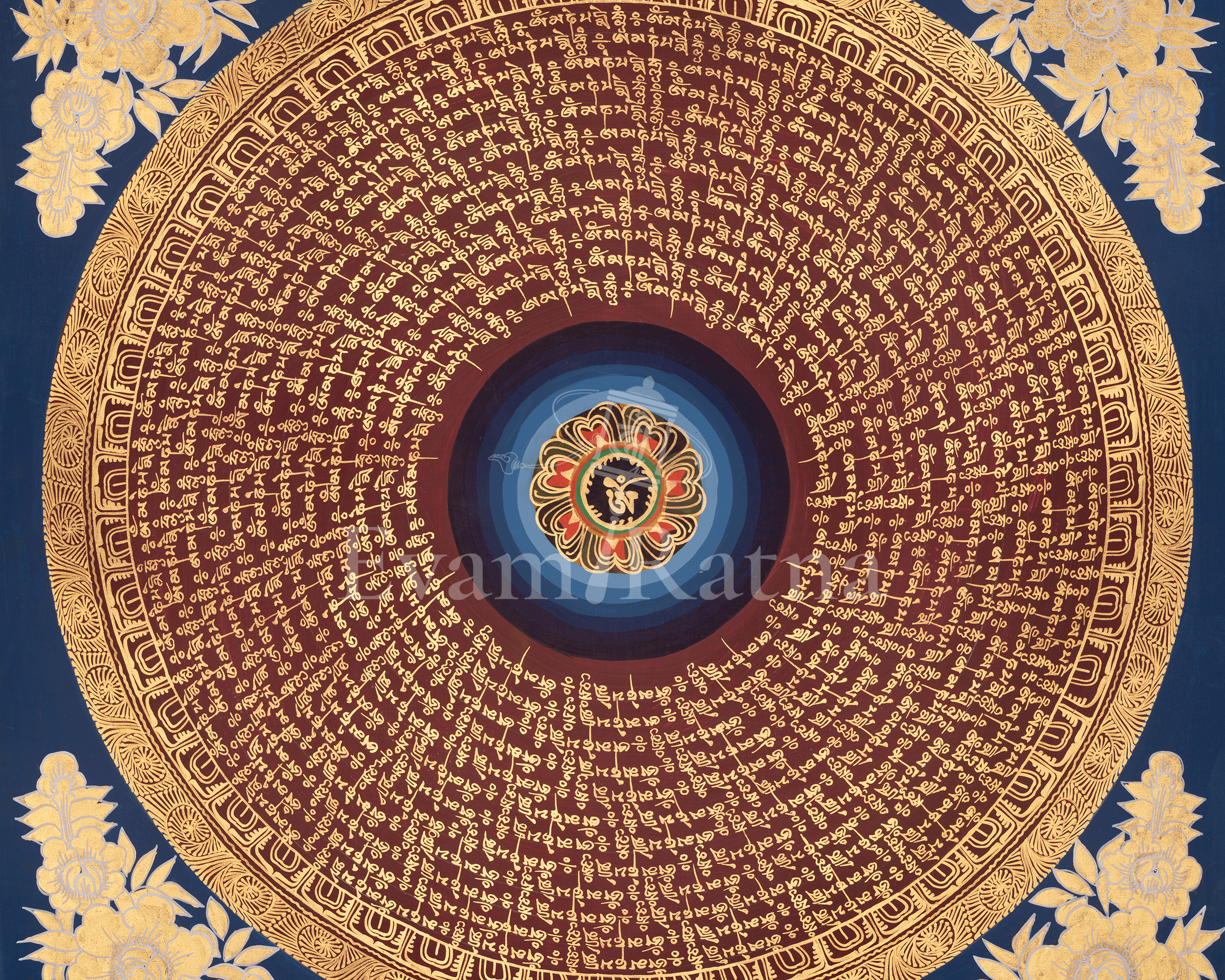 Hand-Painted Mantra Mandala | Tibetan Spiritual Thangka