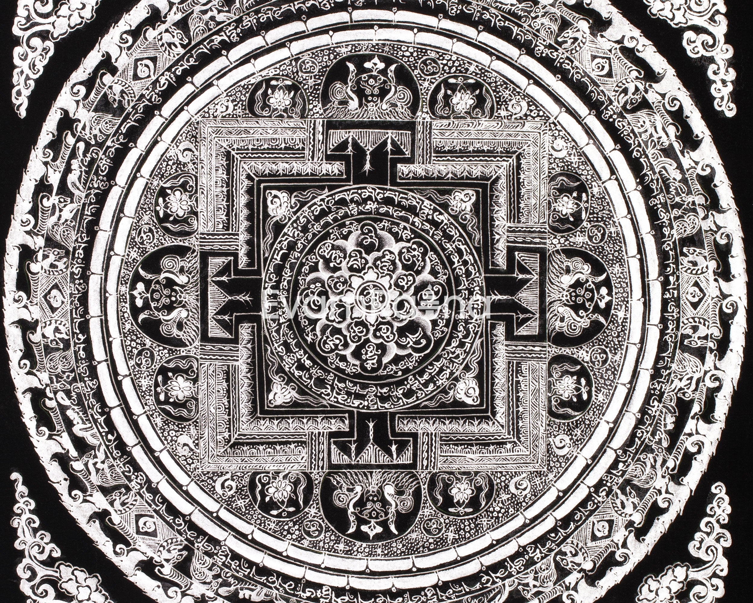 Tibetan Buddhist Mantra Mandala | High-Quality Mandala Painting