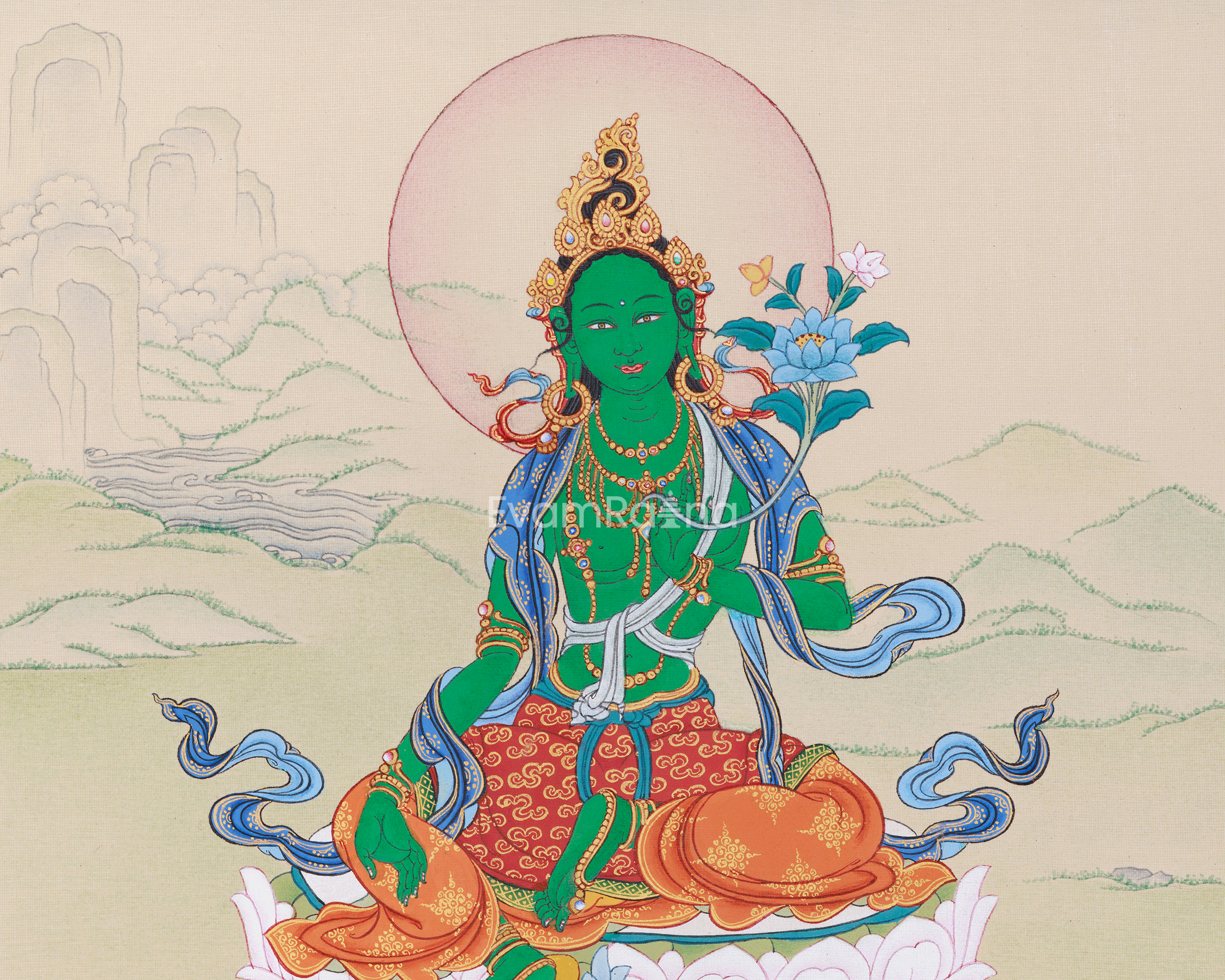 Traditional Shyama Tara Thangka | Green Tara, Goddess of Healing and Liberation