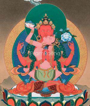 Red Chenrezig Canvas Print | Tantric Form of Compassion