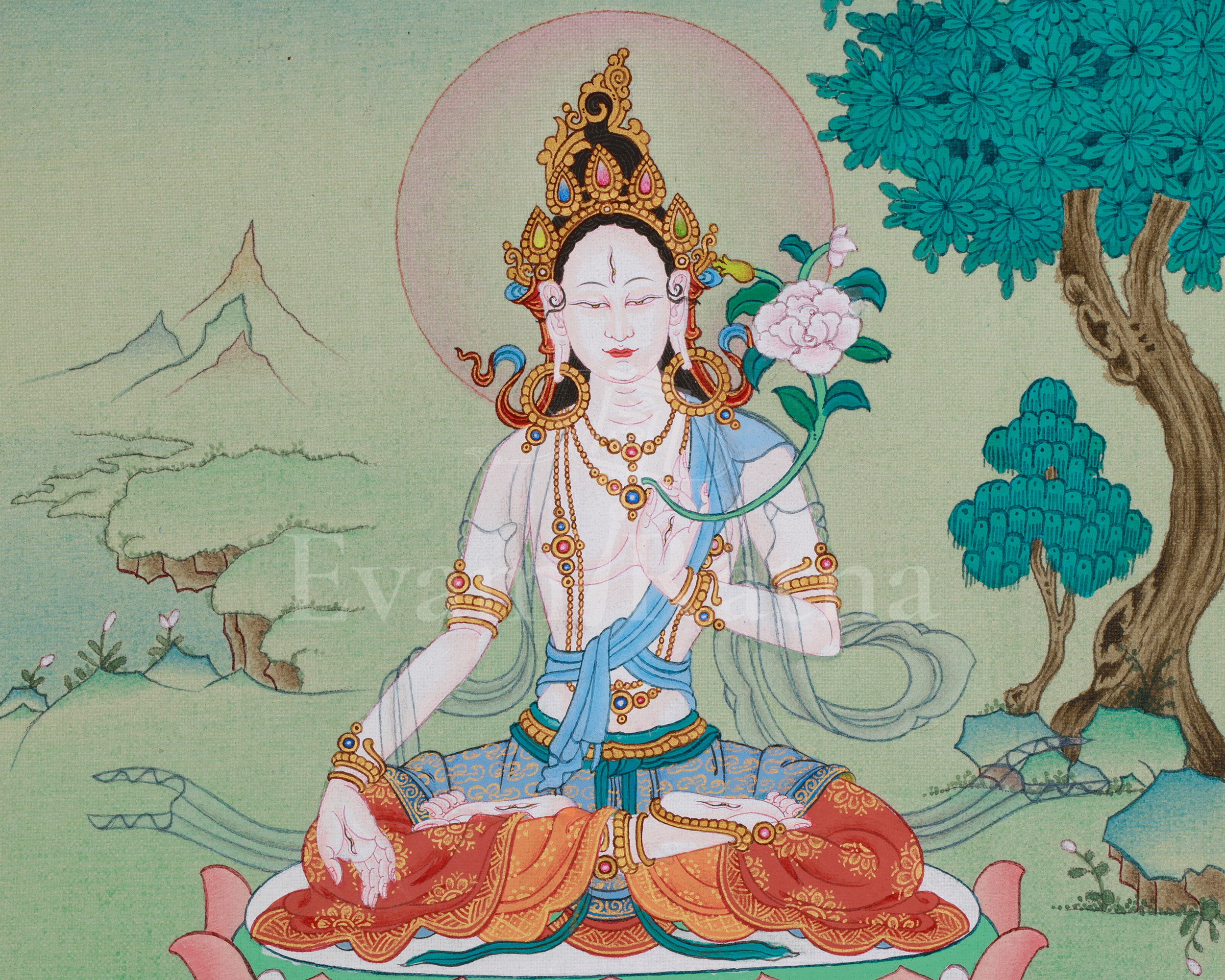 White Tara Healing Thangka | Seven-Eyed Tara | Sita Tara | Vajrayana Deity