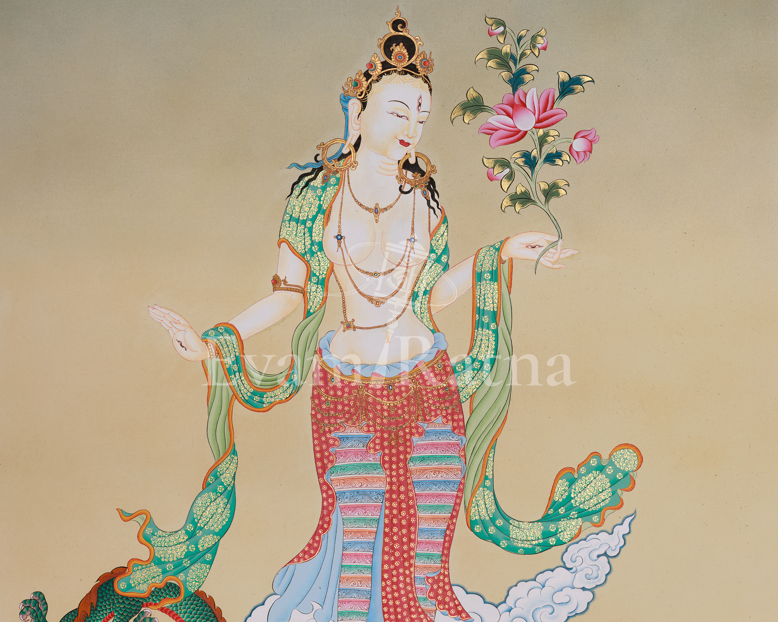 Standing White Tara Art | Sita Tara | Healing Deity | Seven Eyes Deity